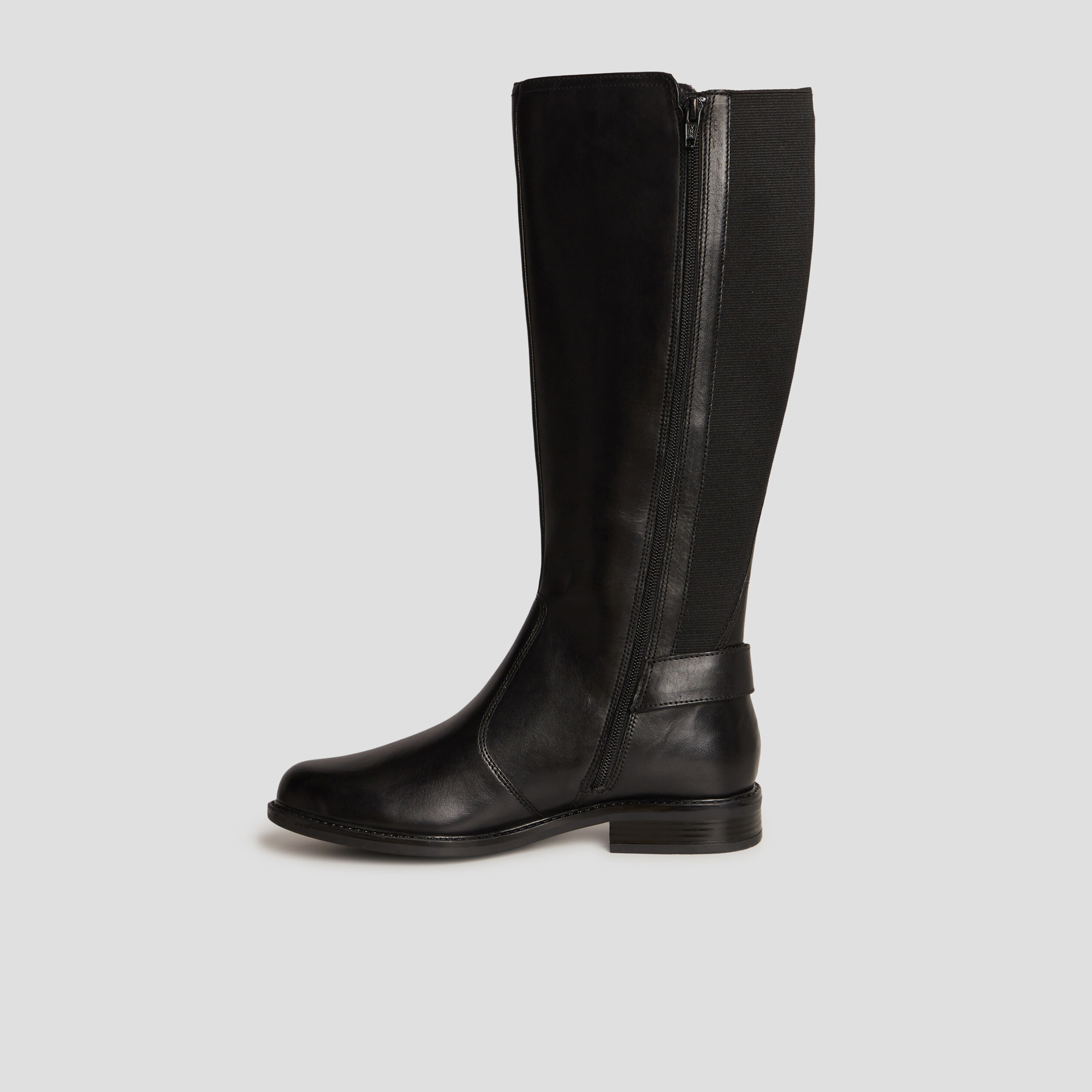 Bottes cavalières avec boucles en cuir noir femme | La Halle
