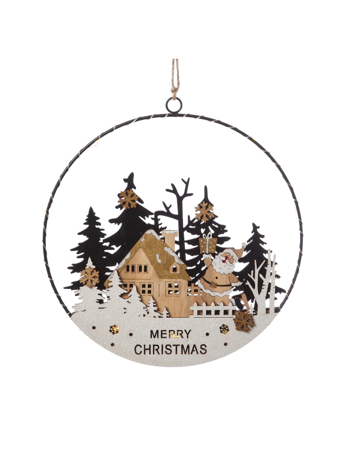 MARELIDA LED Dekoring mit Santa Dekohänger Fensterdeko D: 25cm in natur günstig kaufen onesize