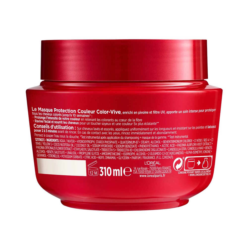L'Oréal Paris Elseve Color-Vive Masque protection couleur enrichi en pivoine et filtre uv