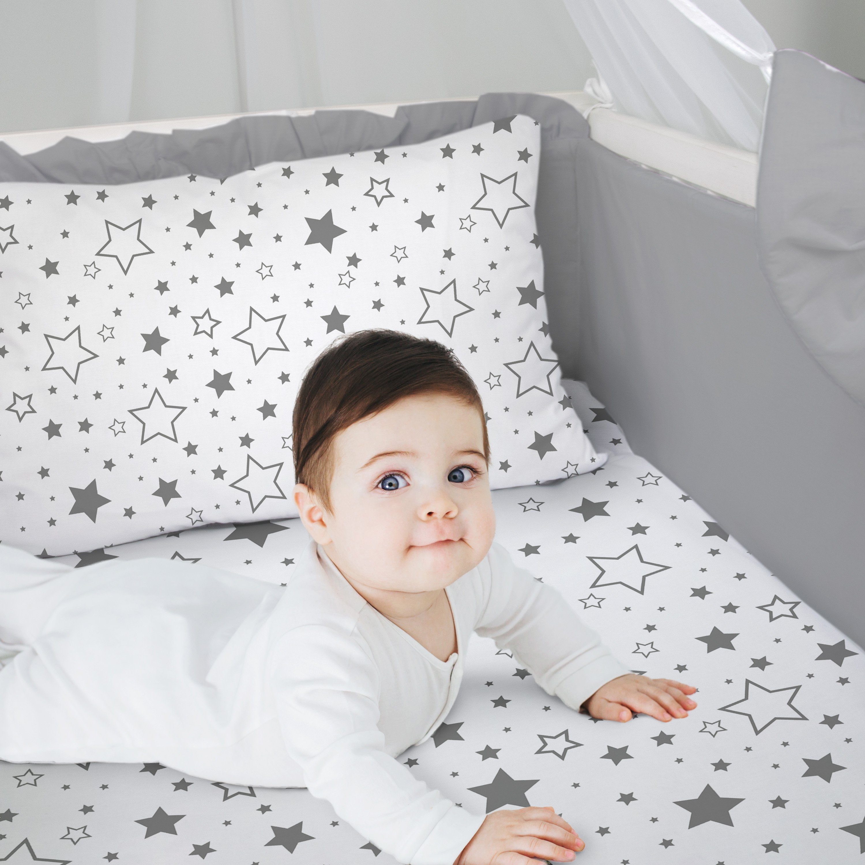 Babybettwäsche Kinderbettwäsche 100x135 Himmel Betthimmel Bettwäsche Babybettwäsche, Amilian, Chiffonhimmel, 100% Baumwolle