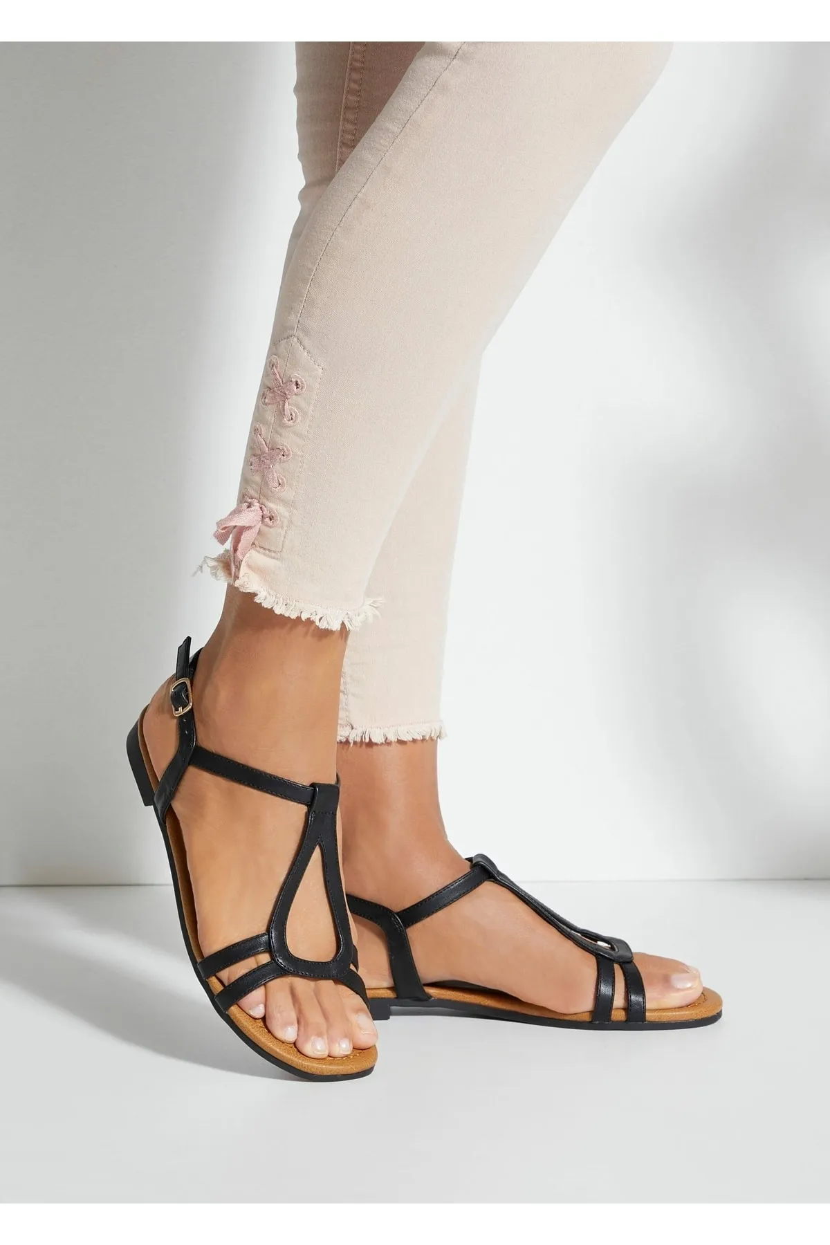 LASCANA  Sandalette - Schwarz - Flacher Absatz