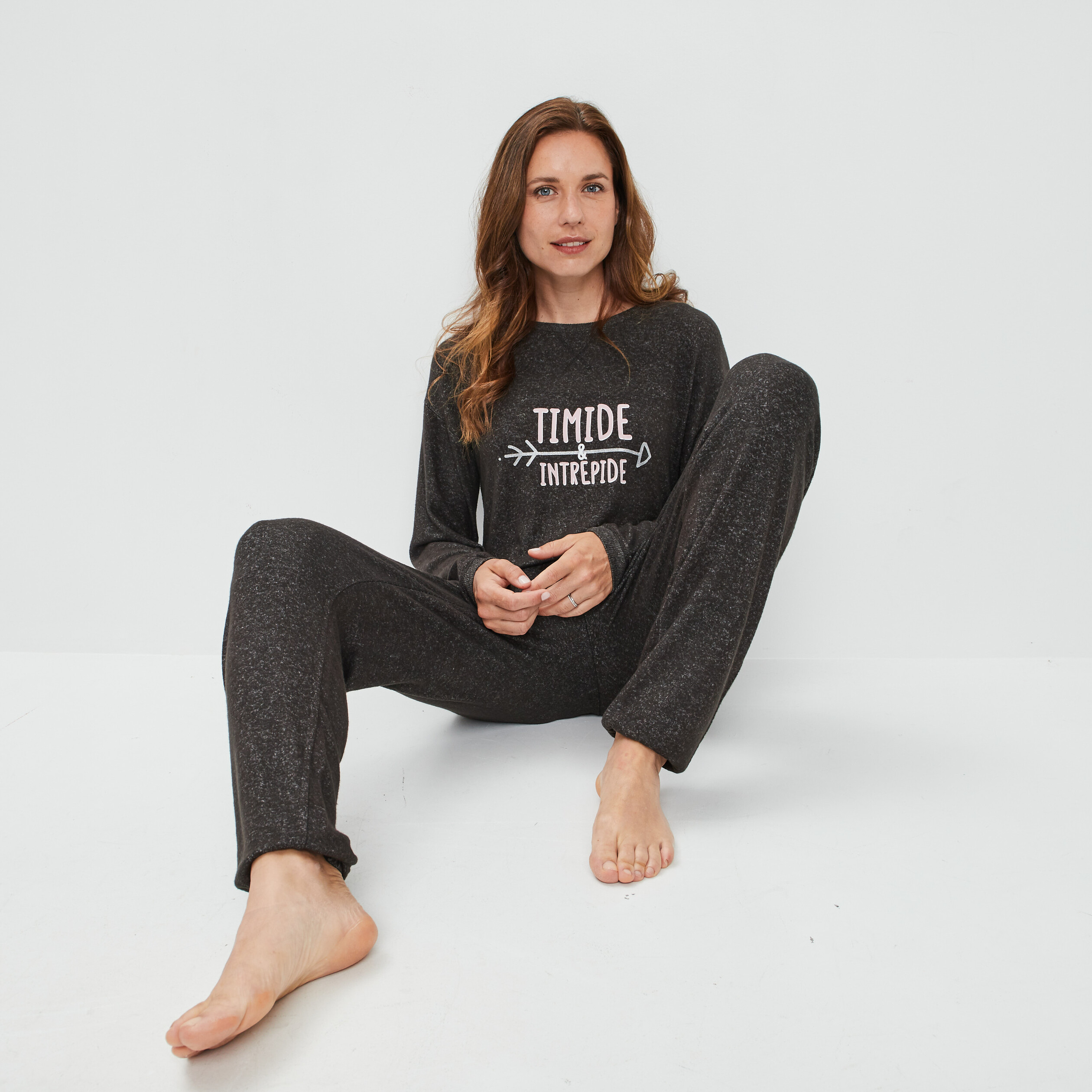 Ensemble pyjama 2 pièces gris foncé femme | La Halle