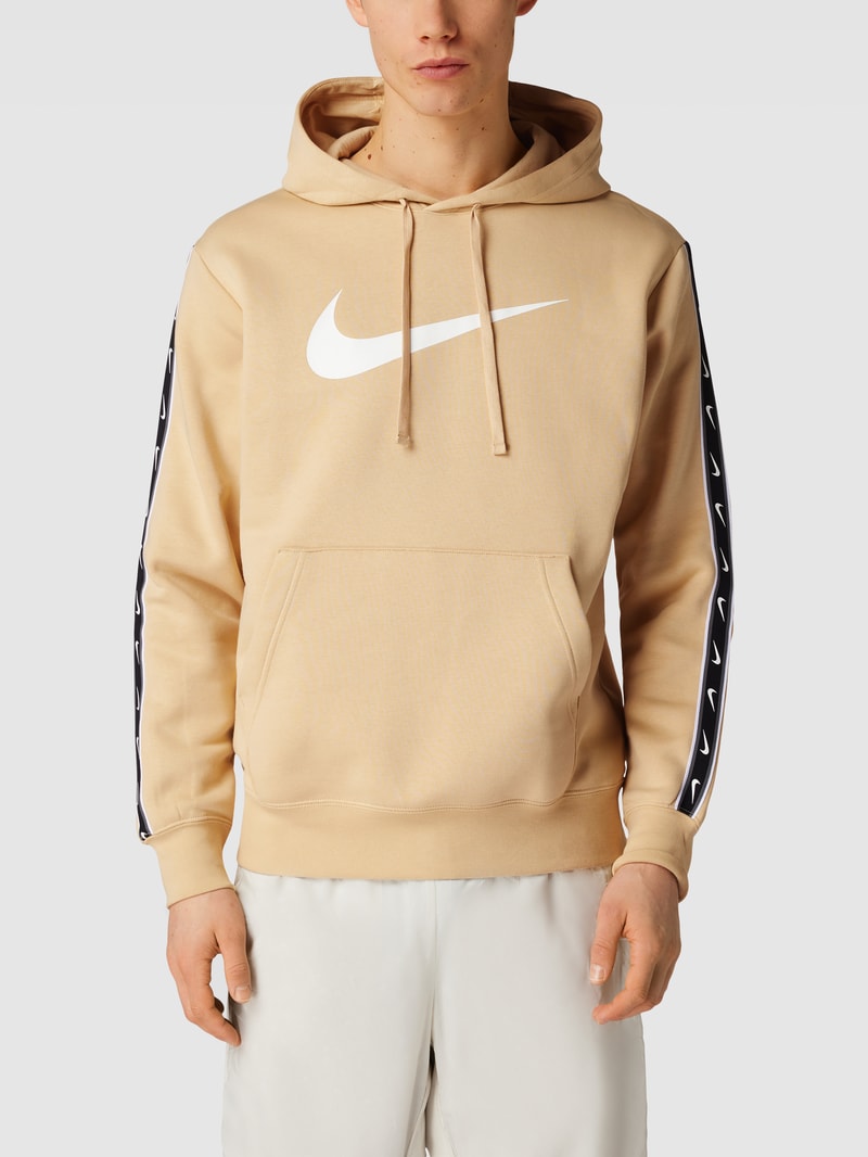 Hoodie mit Känguru-Tasche Modell 'Repeat' in beige