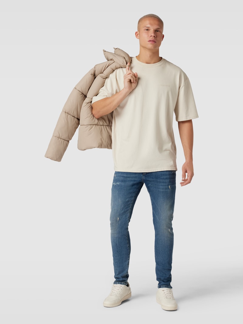 Tapered Fit Jeans im Destroyed-Look Modell 'Noel' in bleu