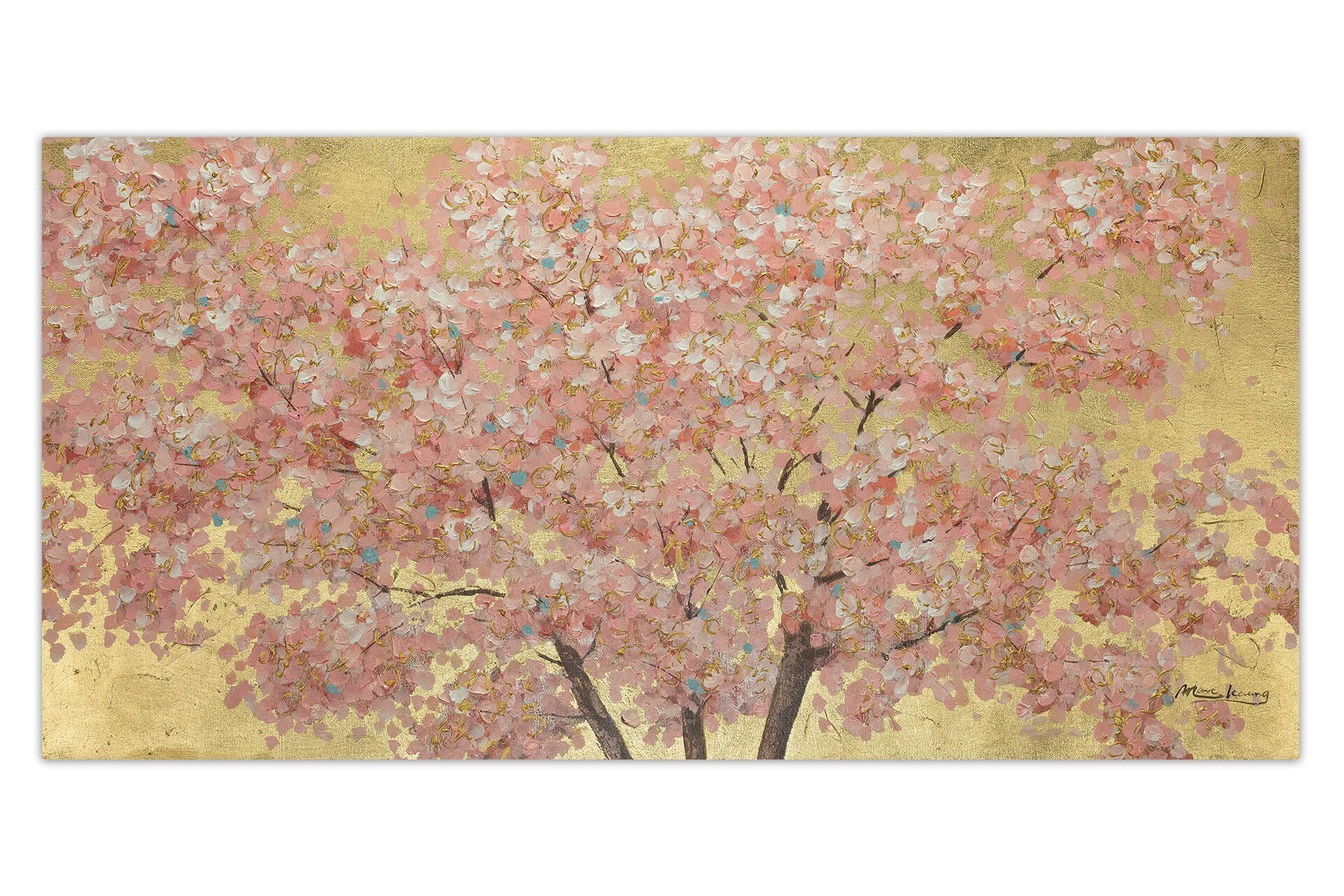 KUNSTLOFT Gemälde Erster Blumenduft 120x60 cm, Leinwandbild 100% HANDGEMALT Wandbild Wohnzimmer