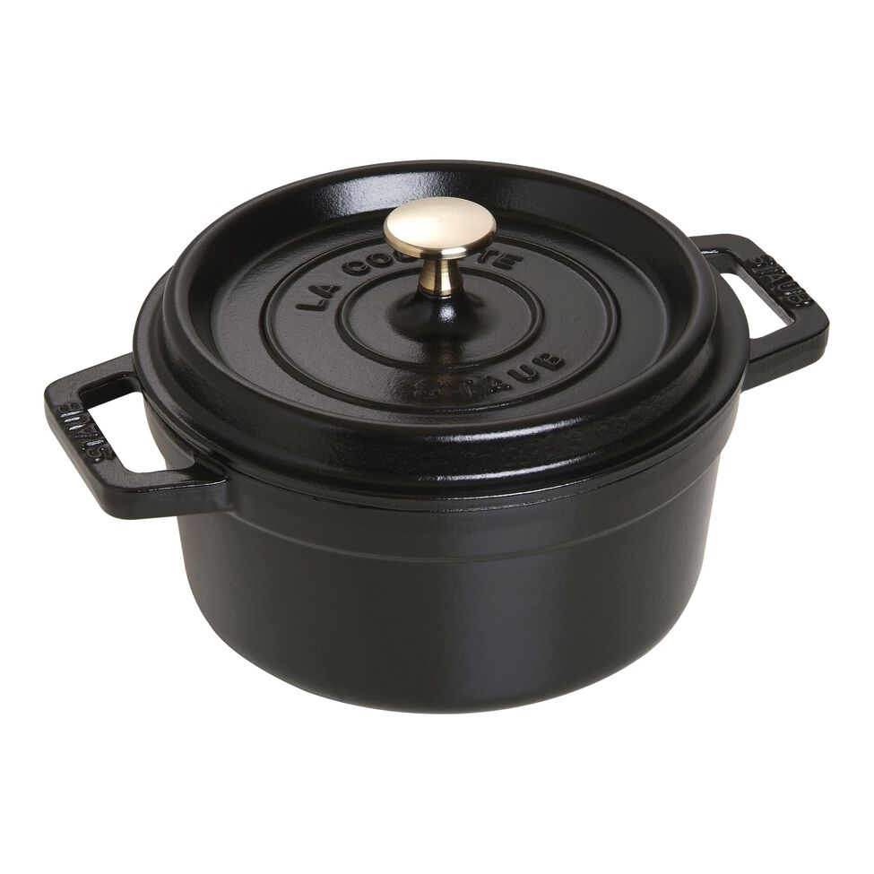Cocotte 20 cm, rund, Schwarz, Gusseisen