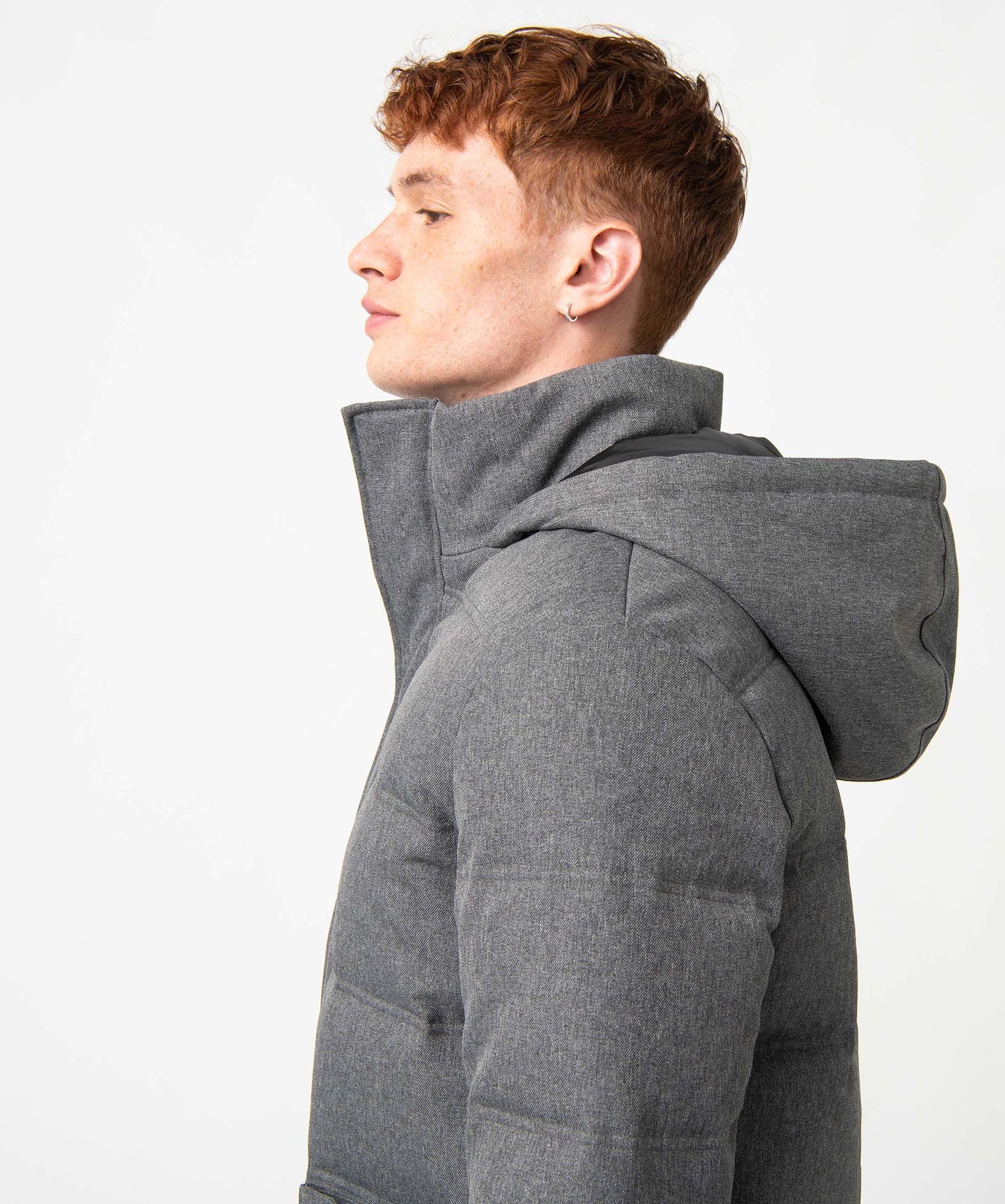Blouson homme matelassé avec capuche gris | GEMO