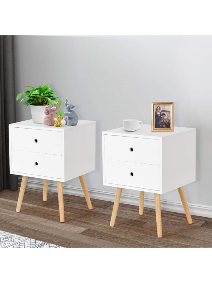 COSTWAY Nachttisch mit Schubladen 40 x 40 x 56 cm in Weiß günstig kaufen onesize