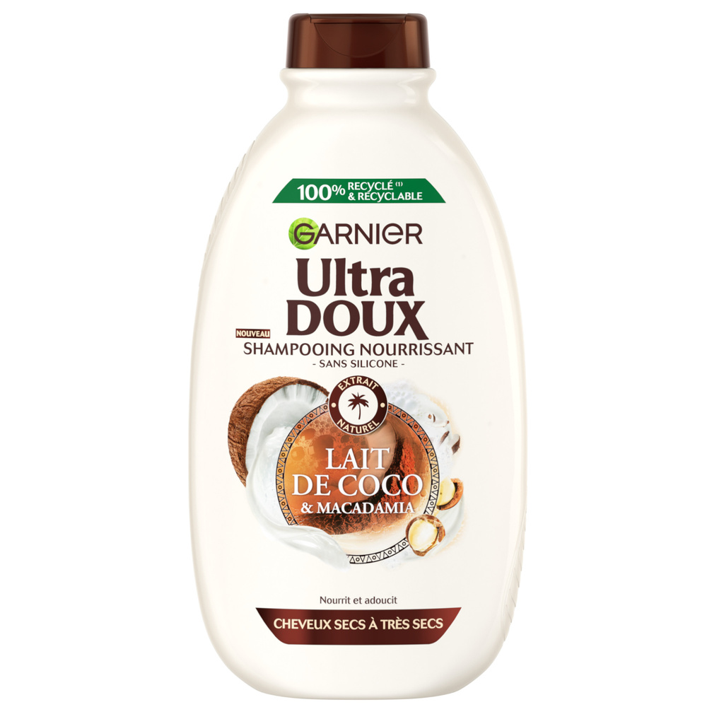 garnier Ultra Doux Lait de Coco Macadamia Shampoing nourrissant au Lait de Coco et Macadamia