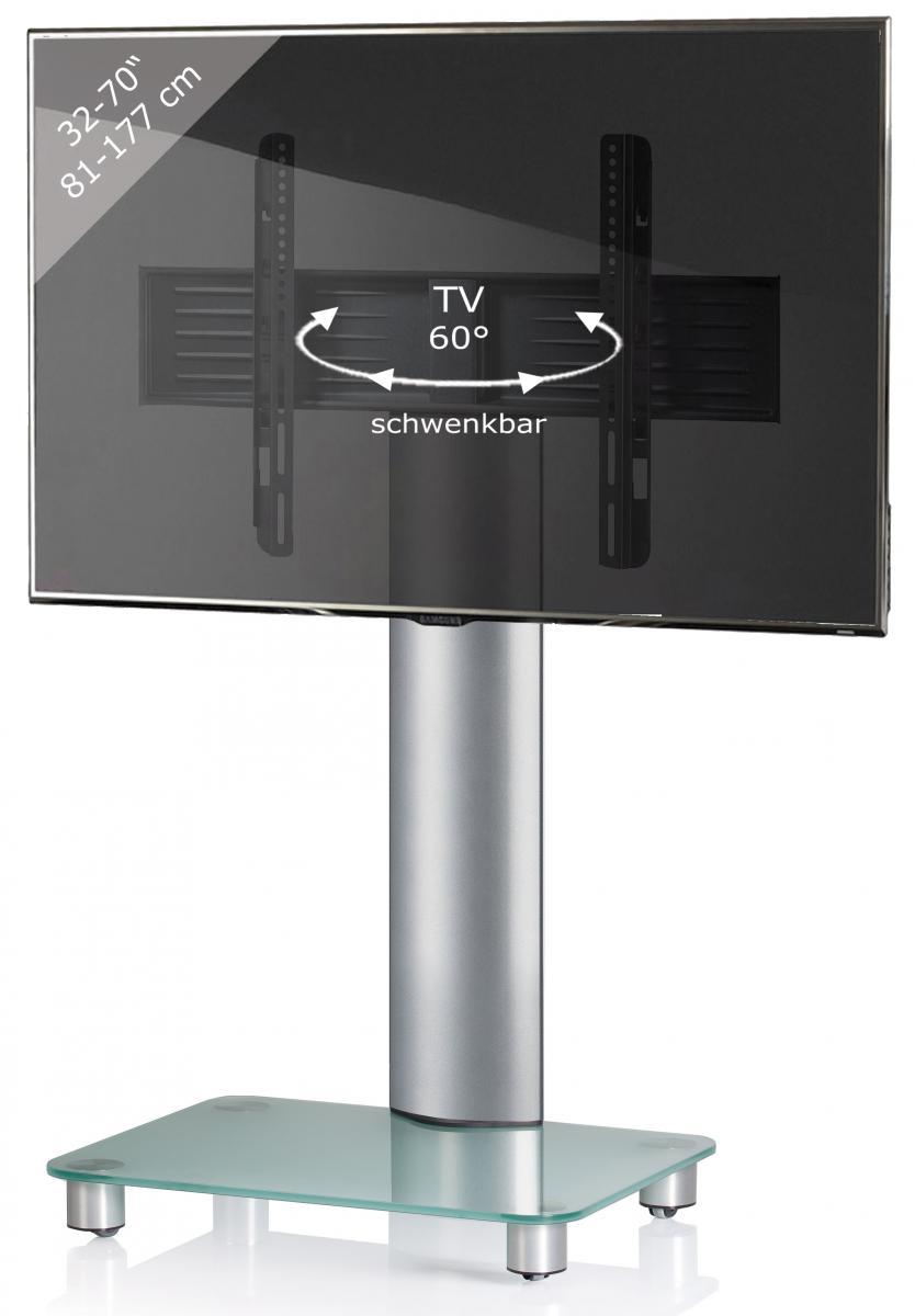 VCM my media TV-Standfuß Tosal Silber/Mattglas