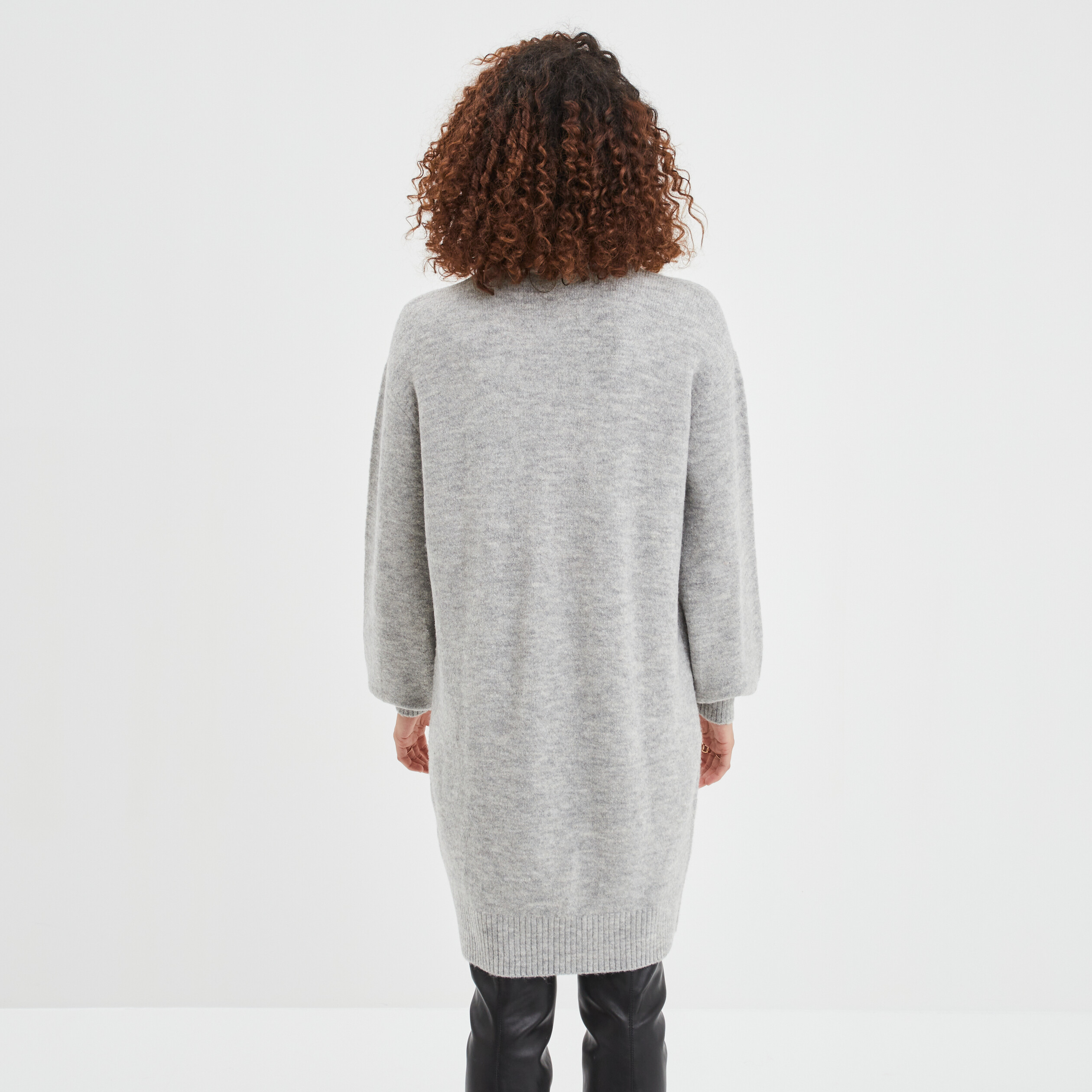 Robe pull col roulé courte droite gris clair femme | La Halle