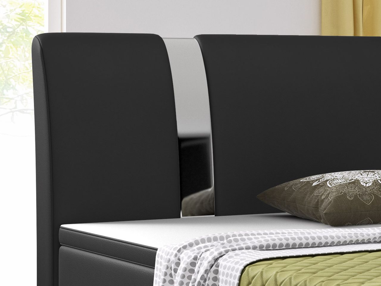 IHG Boxspringbett Riva 180x200 cm Kunstleder Schwarz