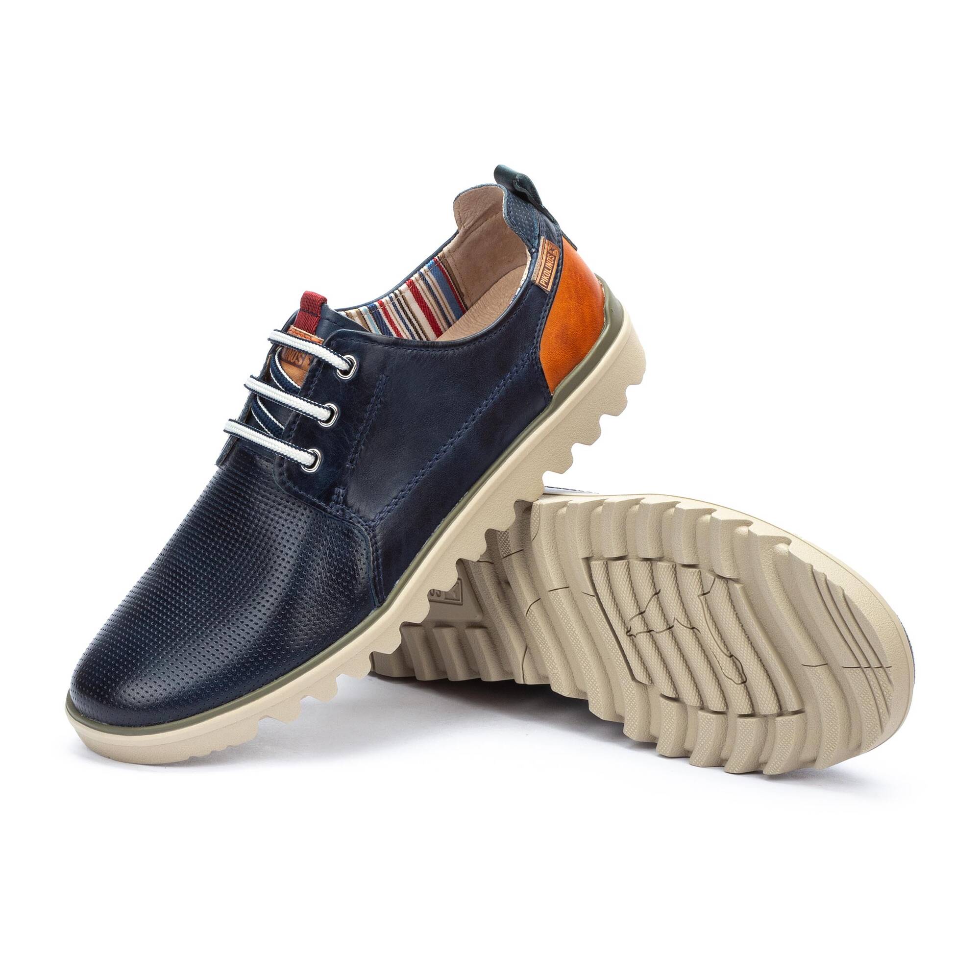Męskie buty Bluchers z podeszwą sportową - NIEBIESKIE