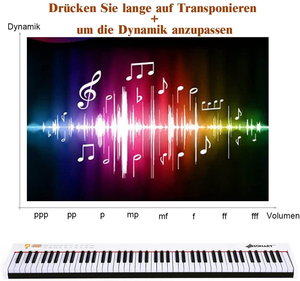 COSTWAY Home Keyboard, 88 Tastatur, mit 128 Rhythmen & Töne