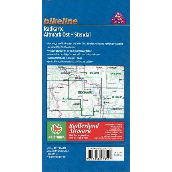 Bikeline Radkarte Deutschland Altmark Ost Stendal 1:75.000 - Fahrradkarte