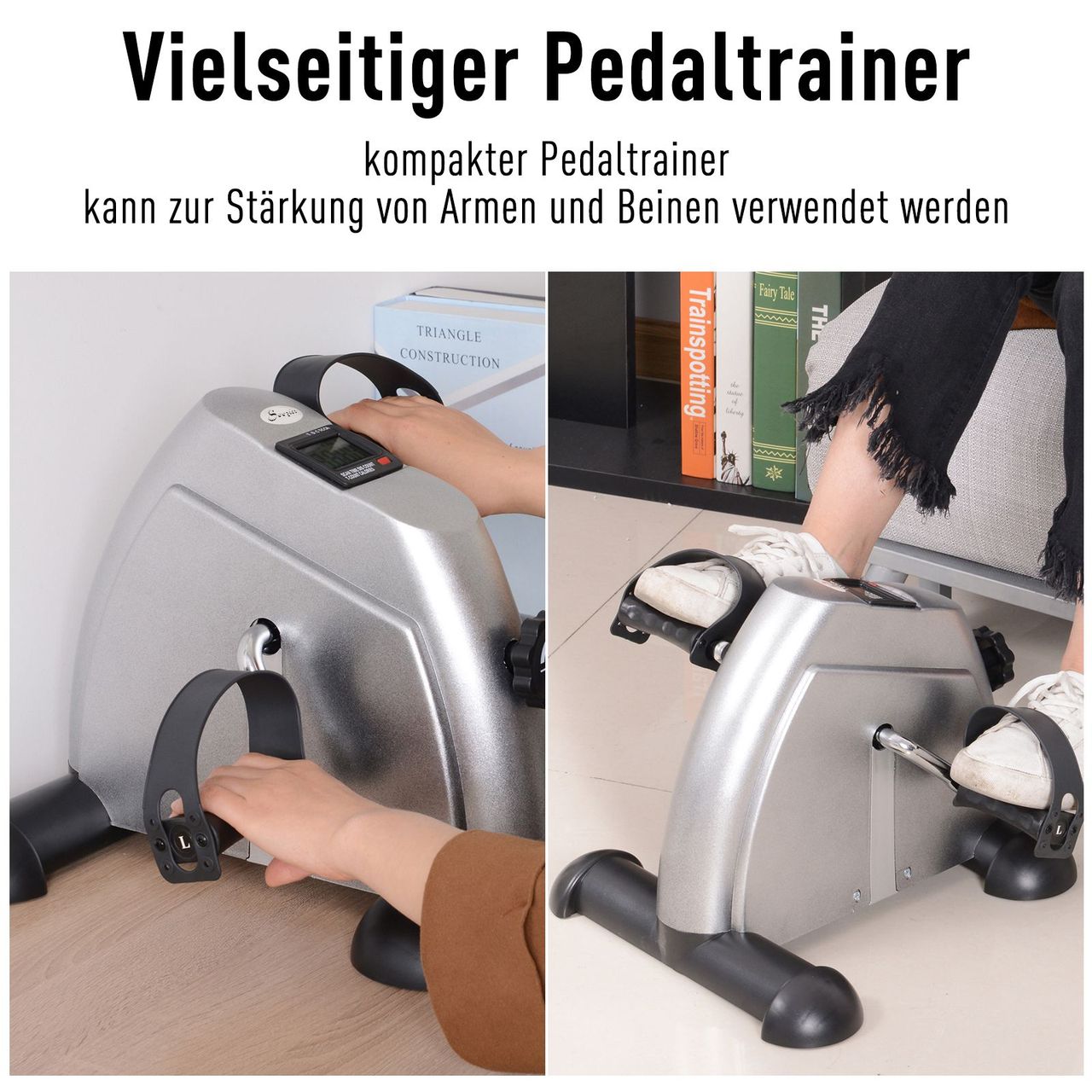 HOMCOM Heimtrainer Mini Bike Pedaltrainer Trainingsrad mit LCD-Display