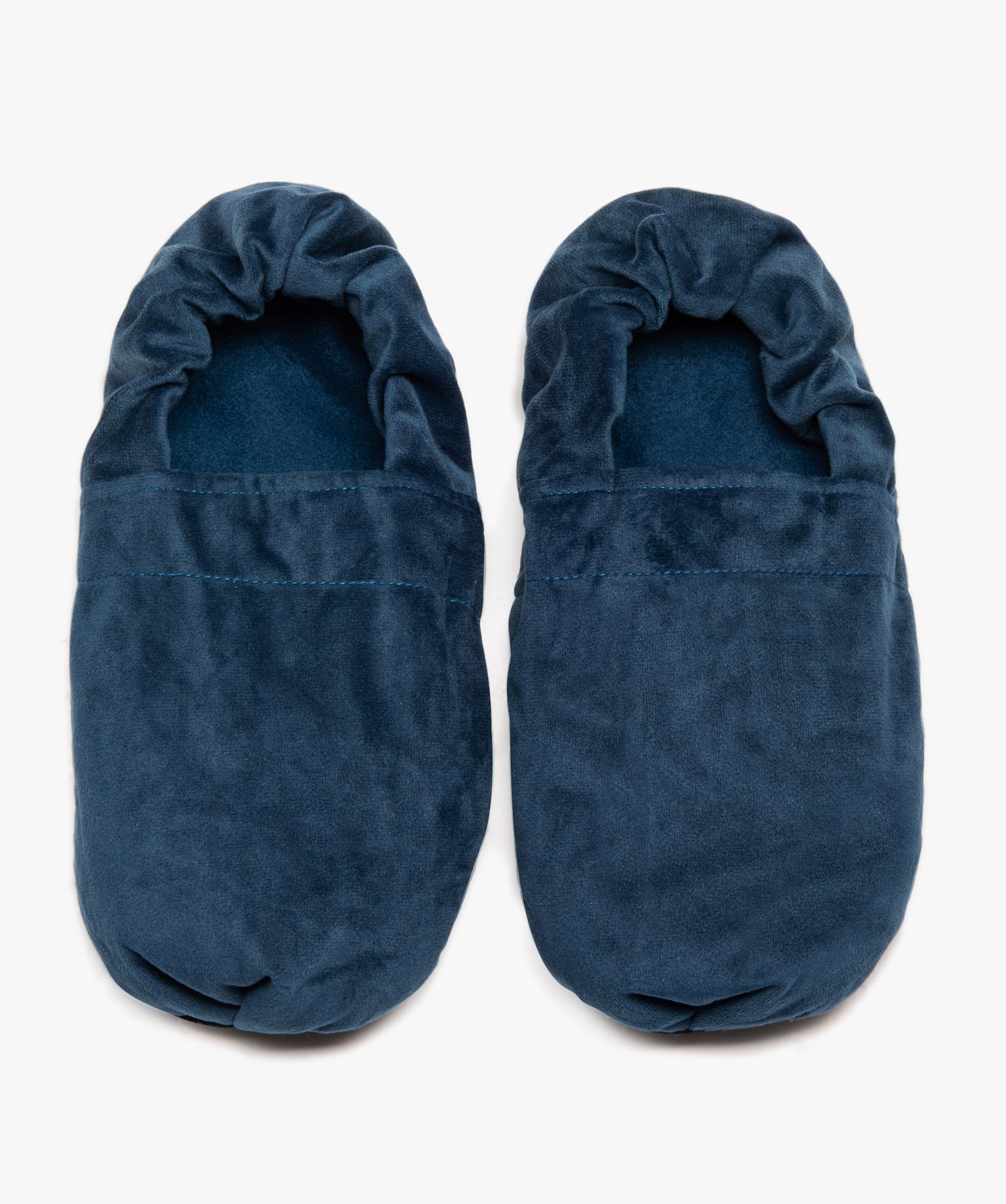 Chaussons bouillotte à chauffer au micro-ondes bleu fonce | GEMO