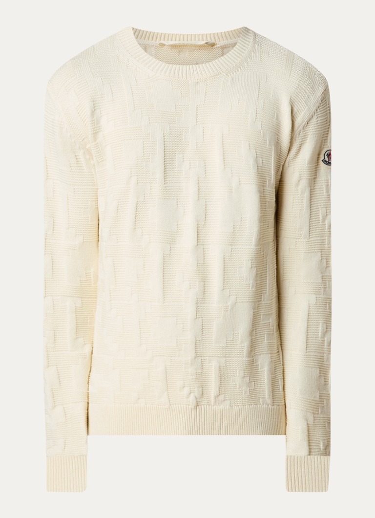 Pulover Moncler din lână virgină tricotată gros cu logo