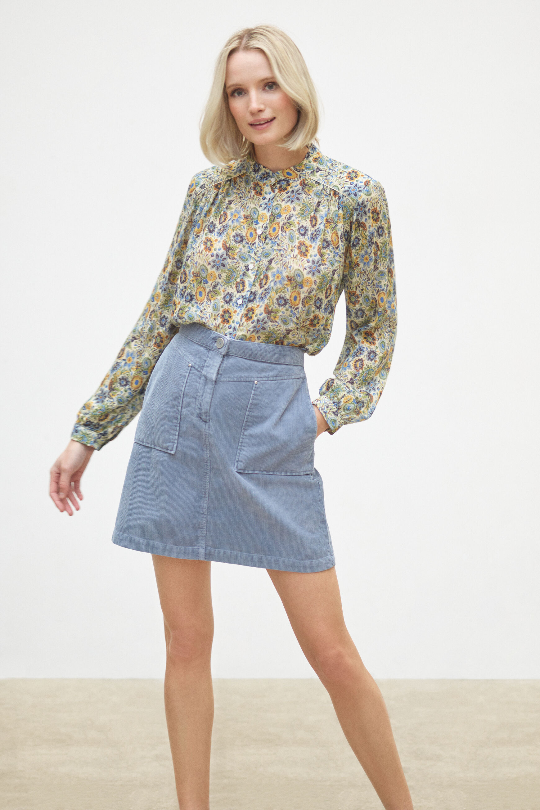 jupe julia velours bleu violet femme