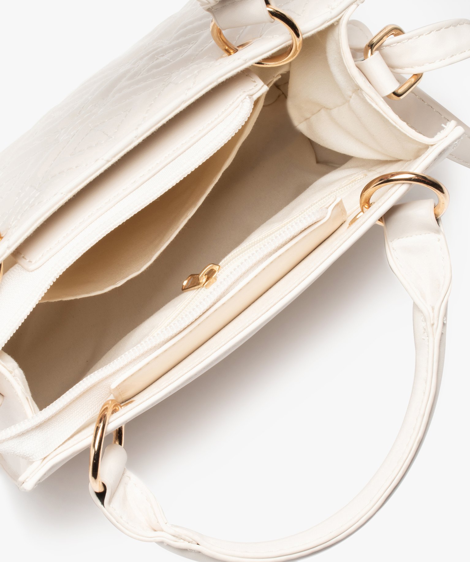Sac à main femme à motif matelassé graphique blanc | GEMO