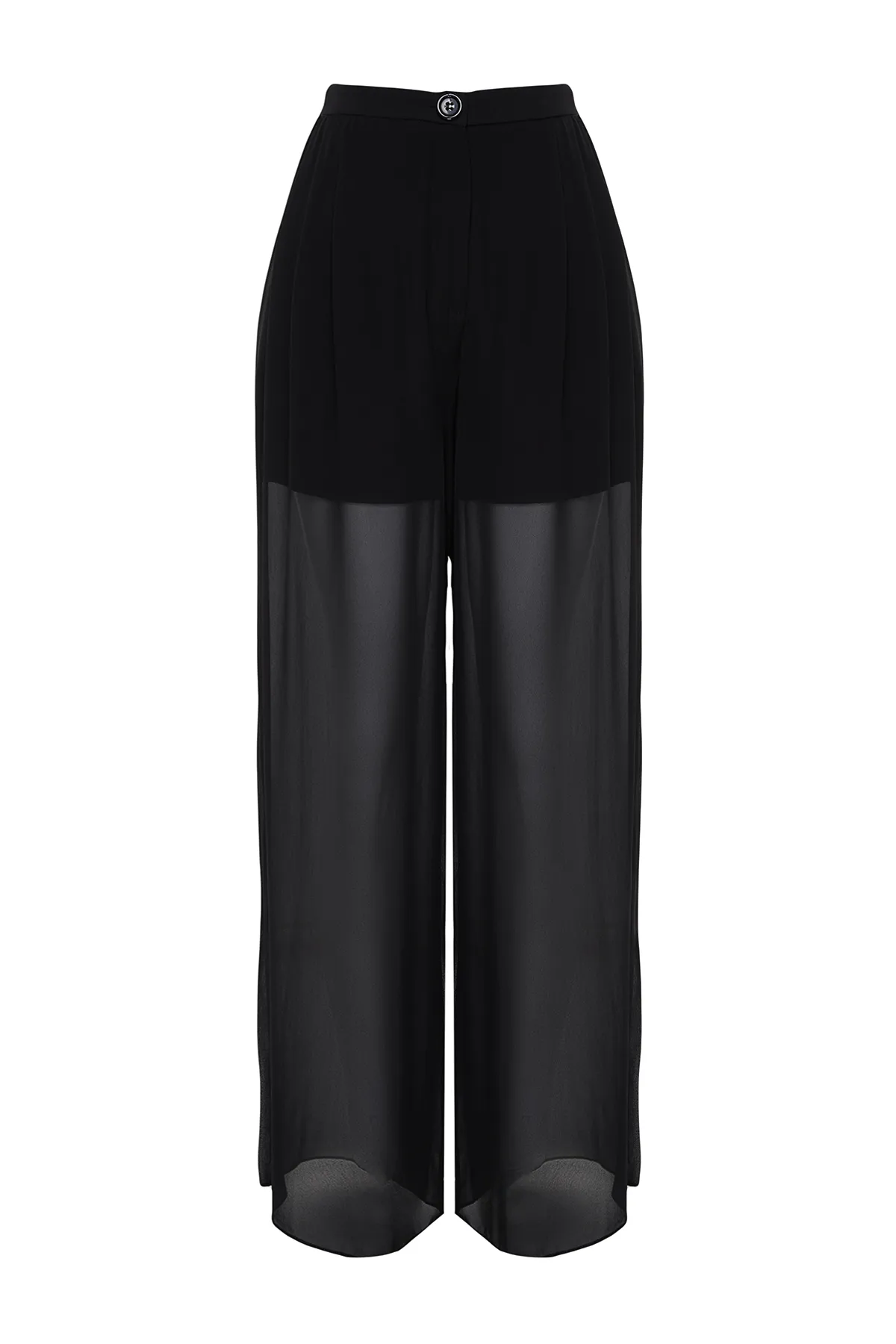 Trendyol Collection  Schwarze transparente kurze Shorts mit weitem Bein und gefütterter Webhose TWOSS24PL00065