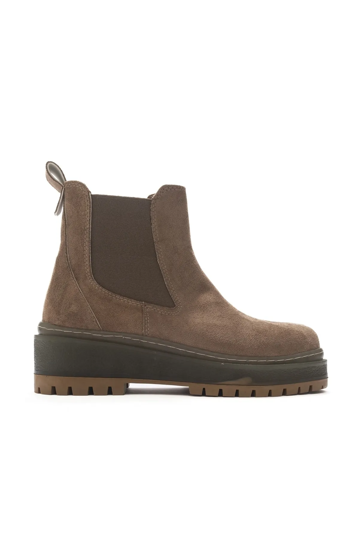 LuviShoes  4120 Damenstiefel aus dunkelbeigem Wildleder