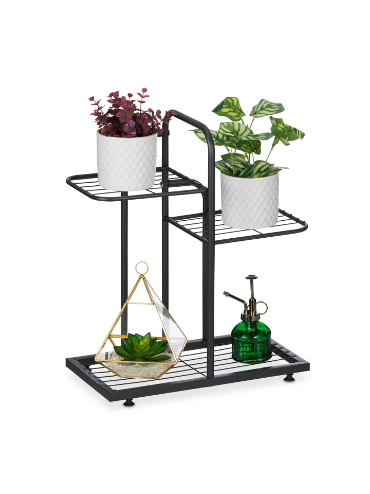 relaxdays Pflanzenständer in Schwarz - (B)44 x (H)50,5 x (T)22 cm günstig kaufen onesize