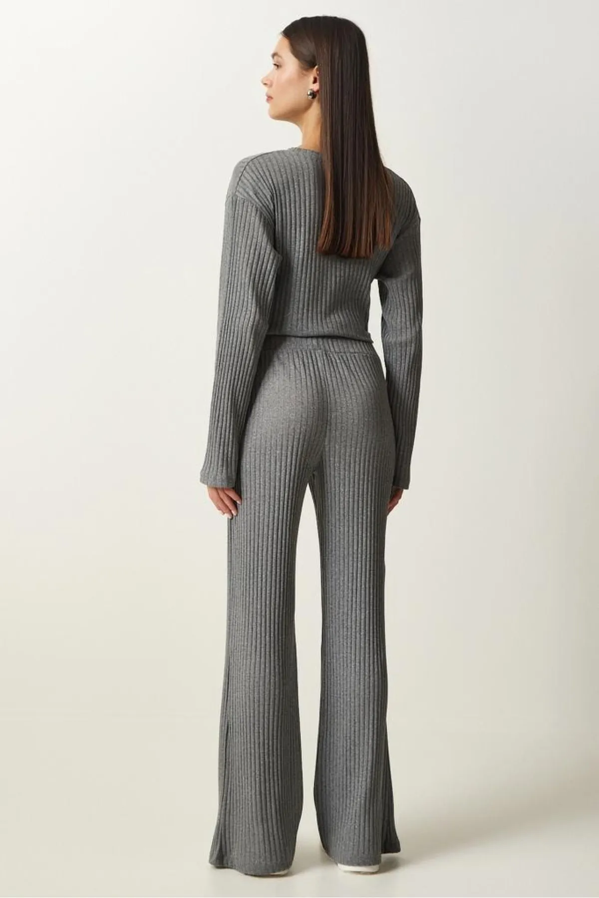 Know  Damen-Set aus Bluse und Hose aus geräuchertem Kordelstrick