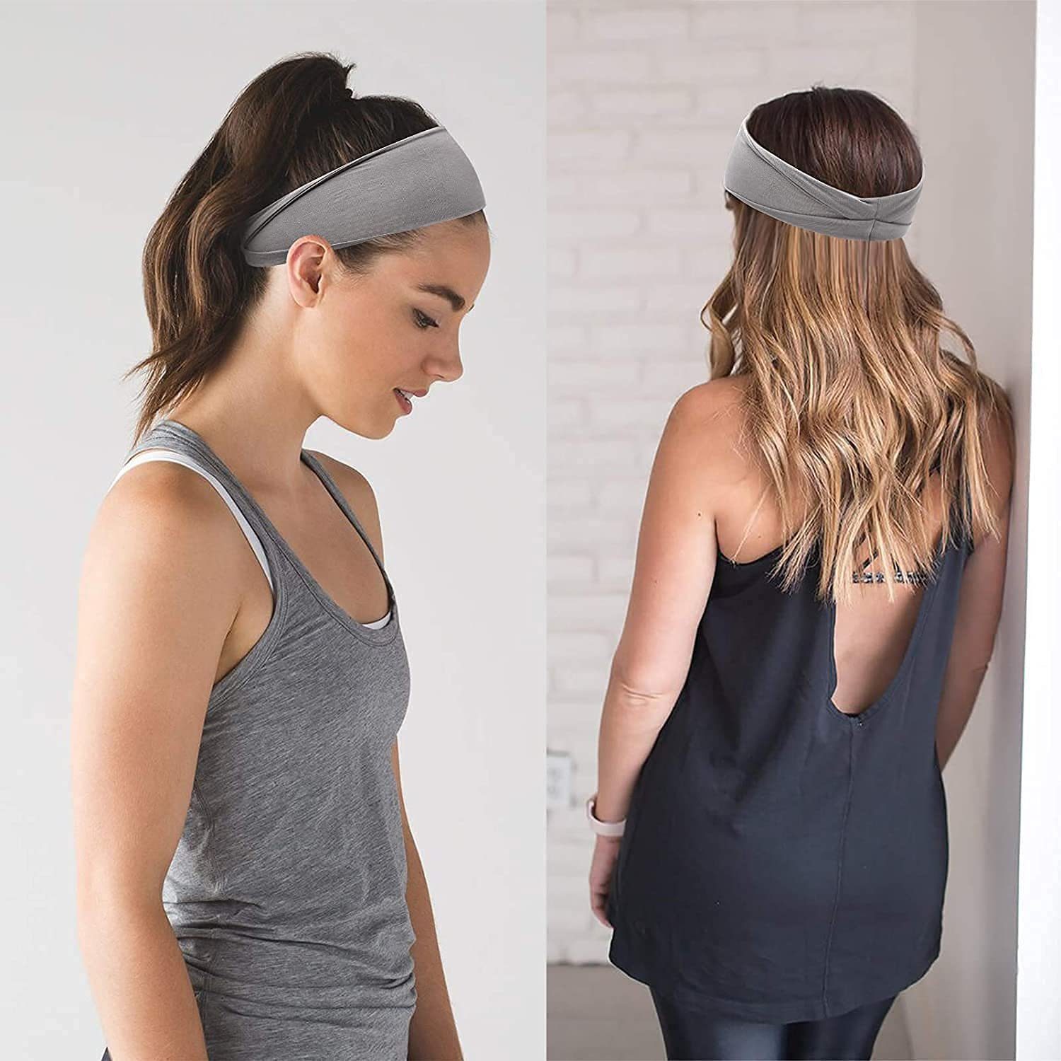 WaKuKa Haarband 6 Stück Damen elastische breite Stirnbänder Sport Yoga Stirnbänder, 6-tlg.