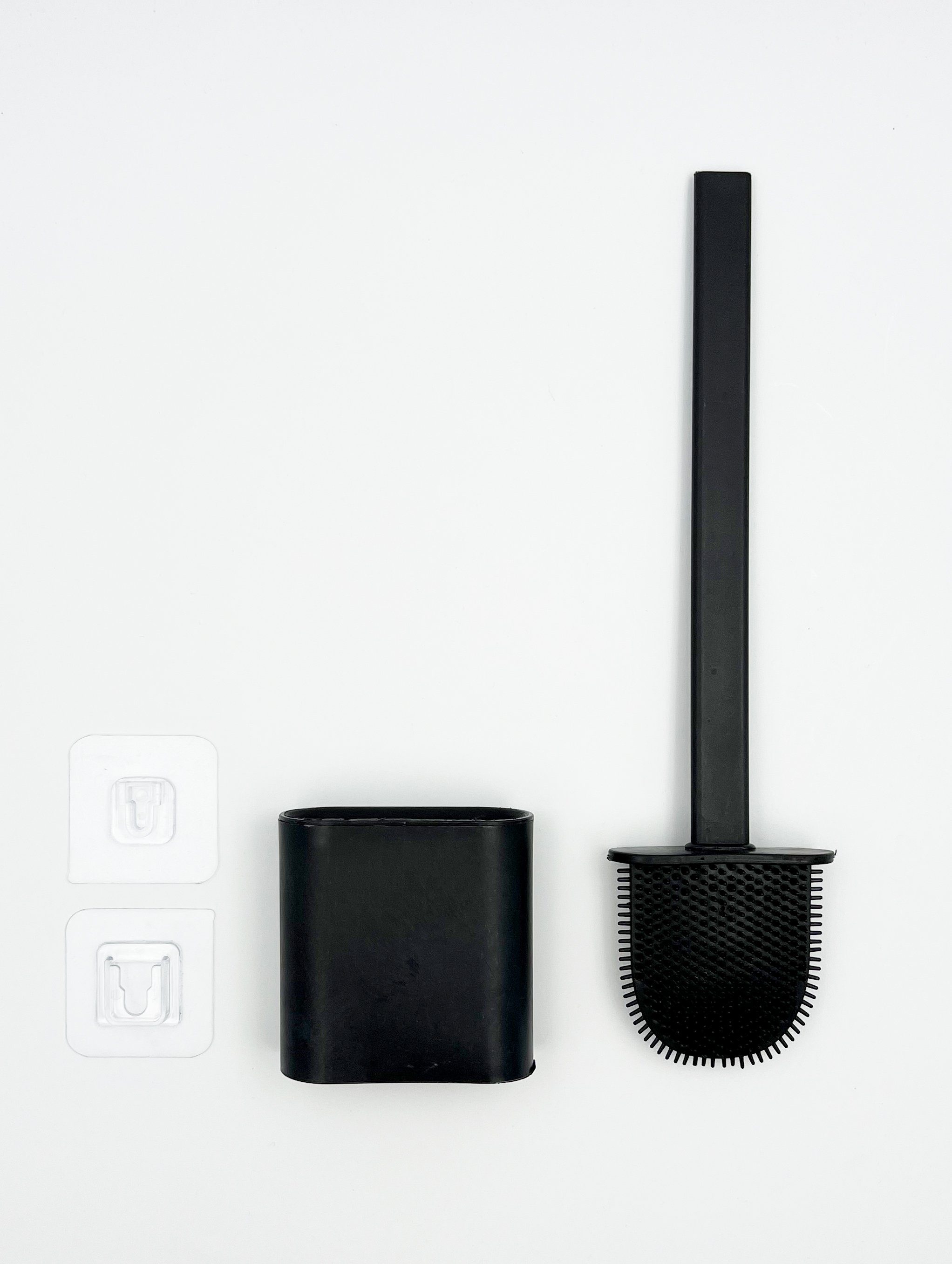 ADOB WC-Reinigungsbürste Design WC Bürste mit flachem Silikon Bürstenkopf Schaber und Aufbewahrungsbehälter, flexibler flacher Bürstenkopf, kratzt nicht, jeder Winkel erreichbar