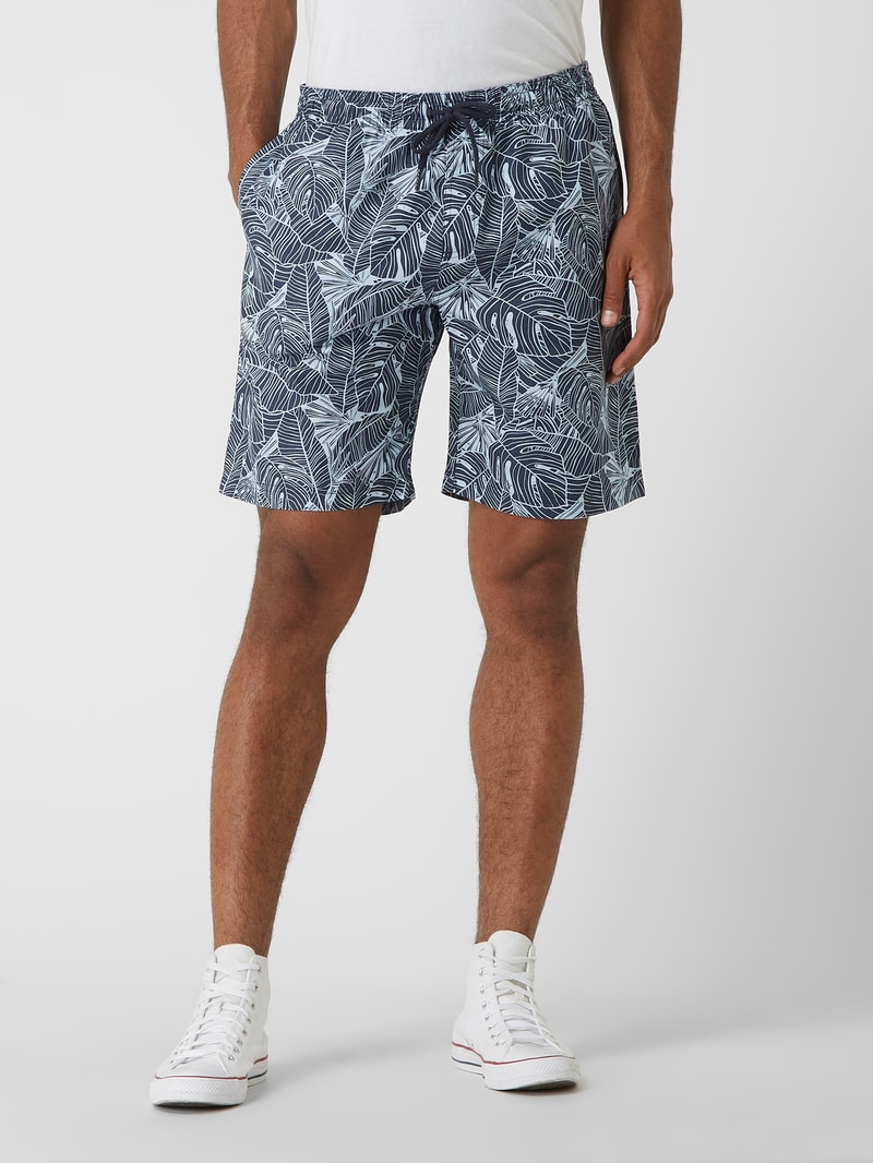 Shorts mit floralem Allover-Muster in marineblau