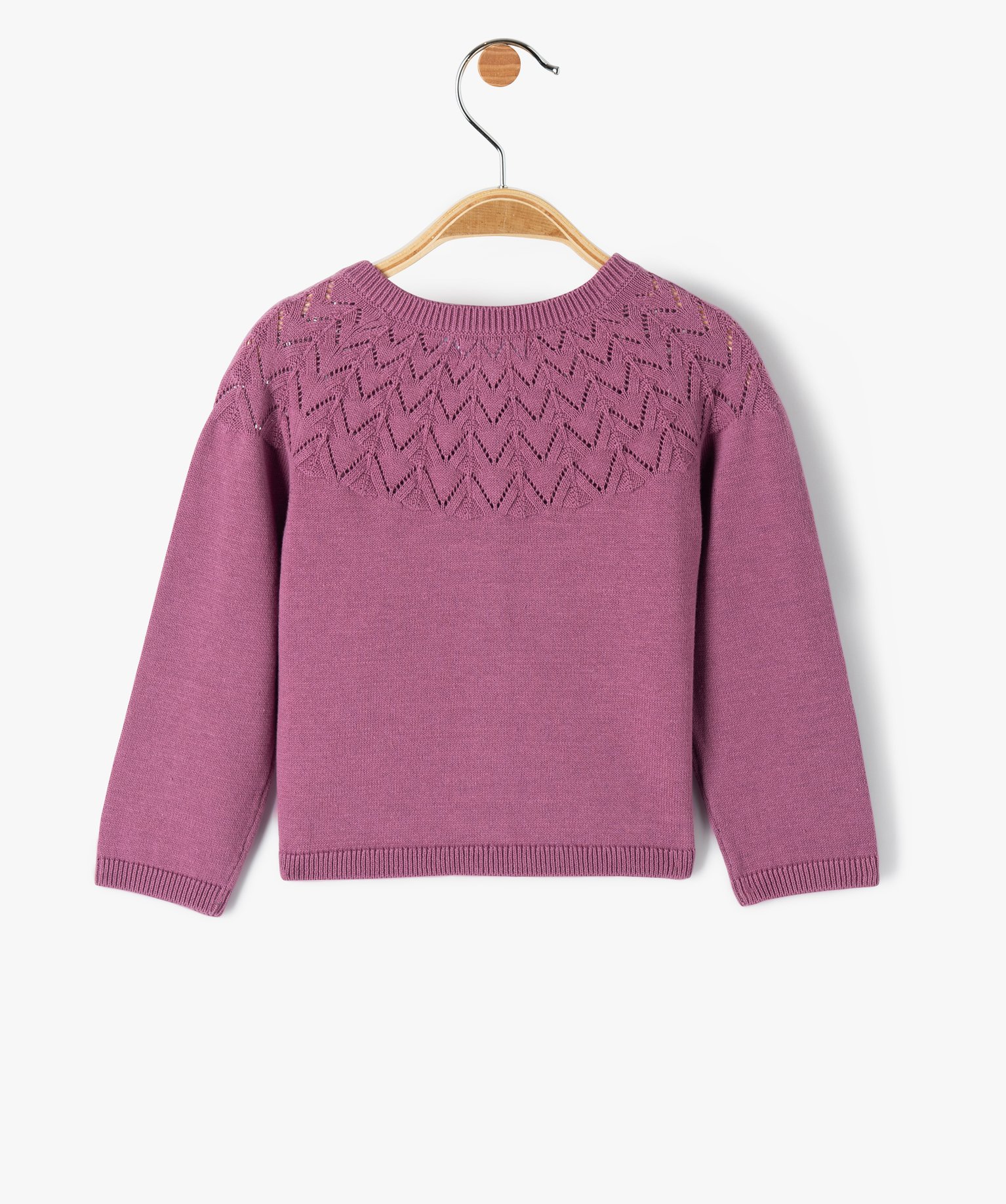 Gilet bébé fille en maille fantaisie violet | GEMO