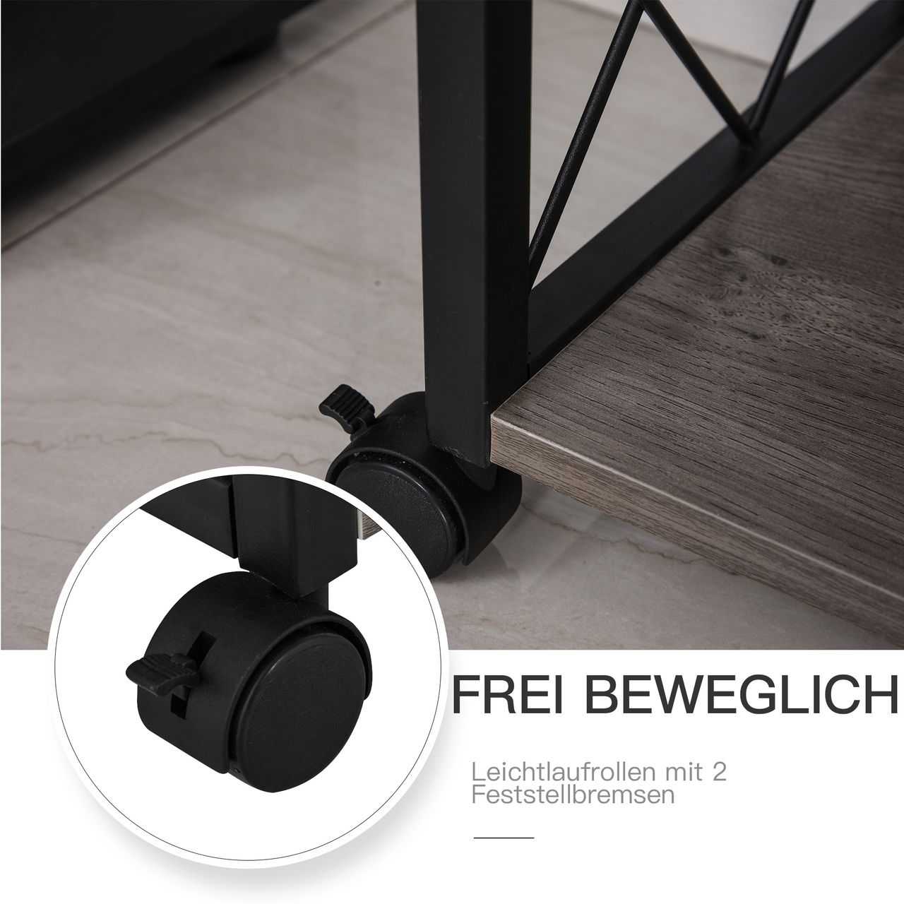 HOMCOM Beistelltisch Servierwagen mit Schublade Ablage Küchenwagen Sideboard