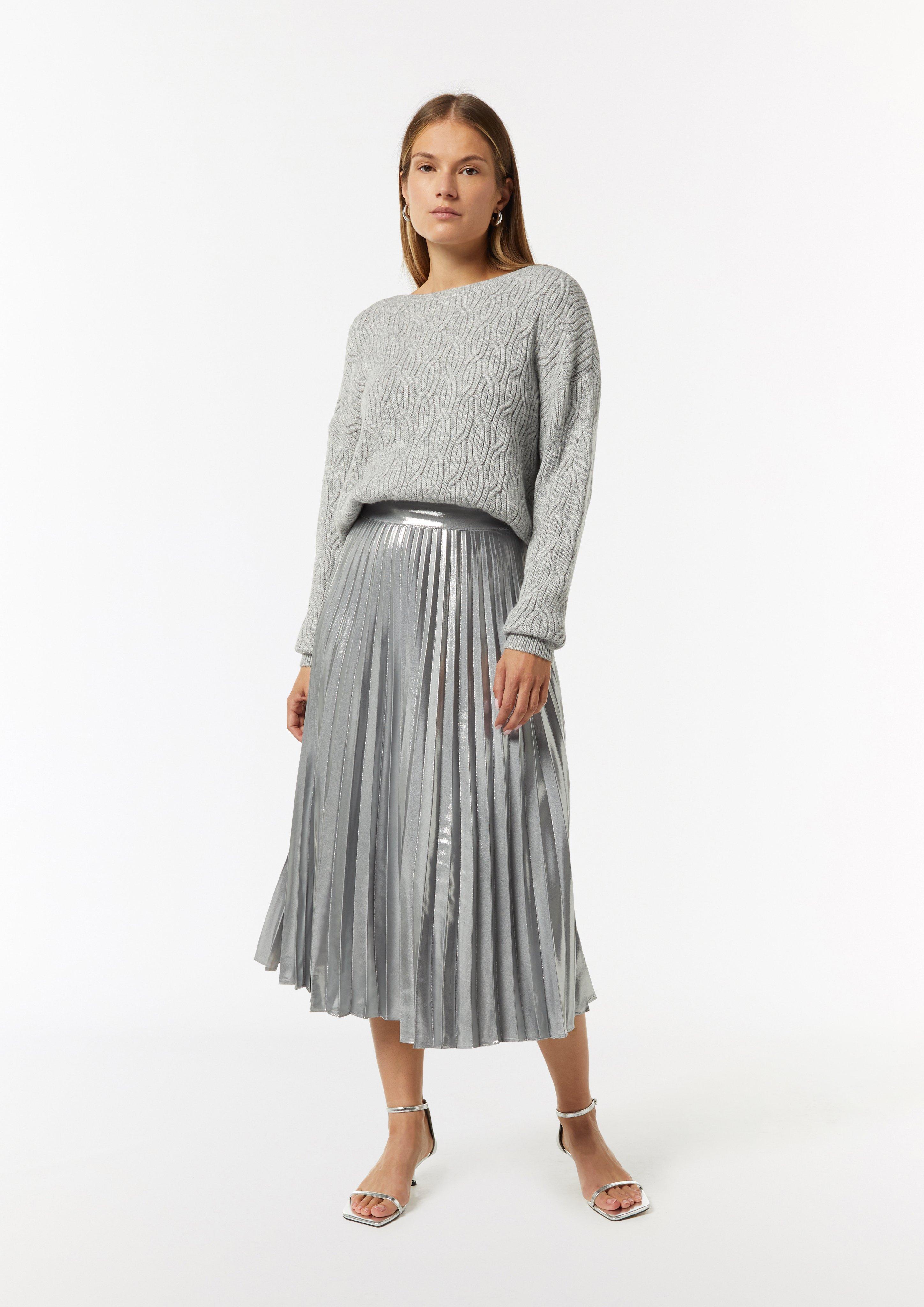 Strickpullover mit Zopfmuster - graphit