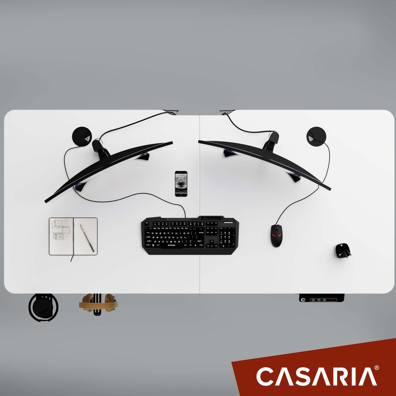 Casaria Höhenverstellbarer Schreibtisch Weiß 140x60x73-118cm