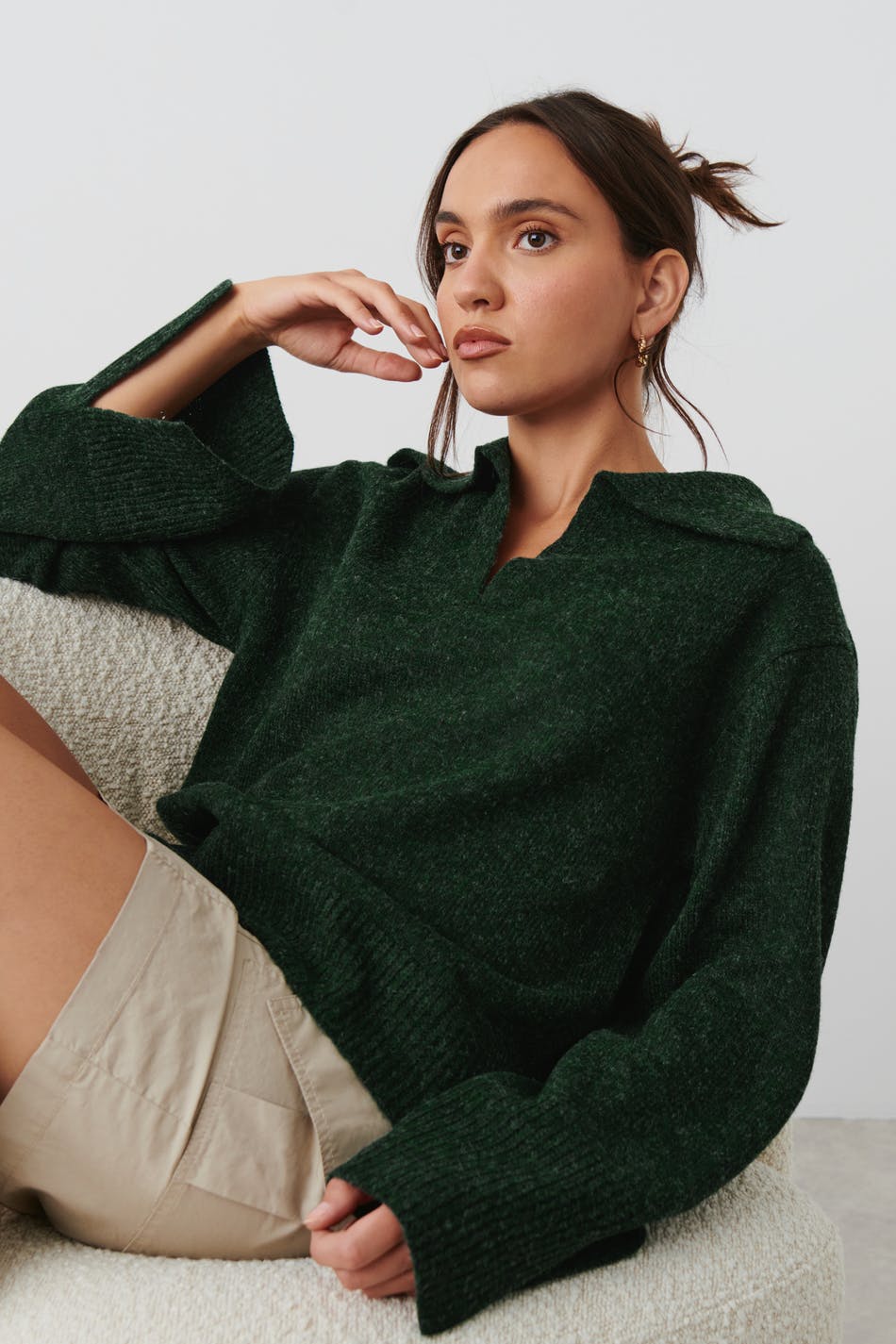 V-neck knitted sweater