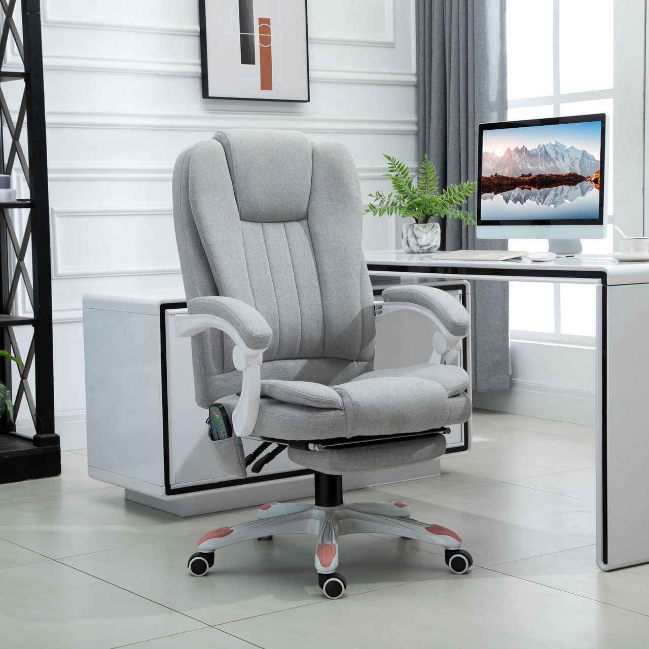 Vinsetto Massage Sessel Bürostuhl Gaming Stuhl Polyester Schaumstoff Nylon Grau