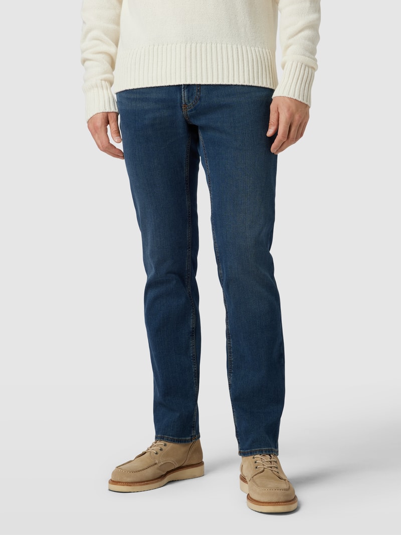 Straight Fit Jeans mit Knopf- und Reißverschluss Modell 'Chuck' in dunkelblau
