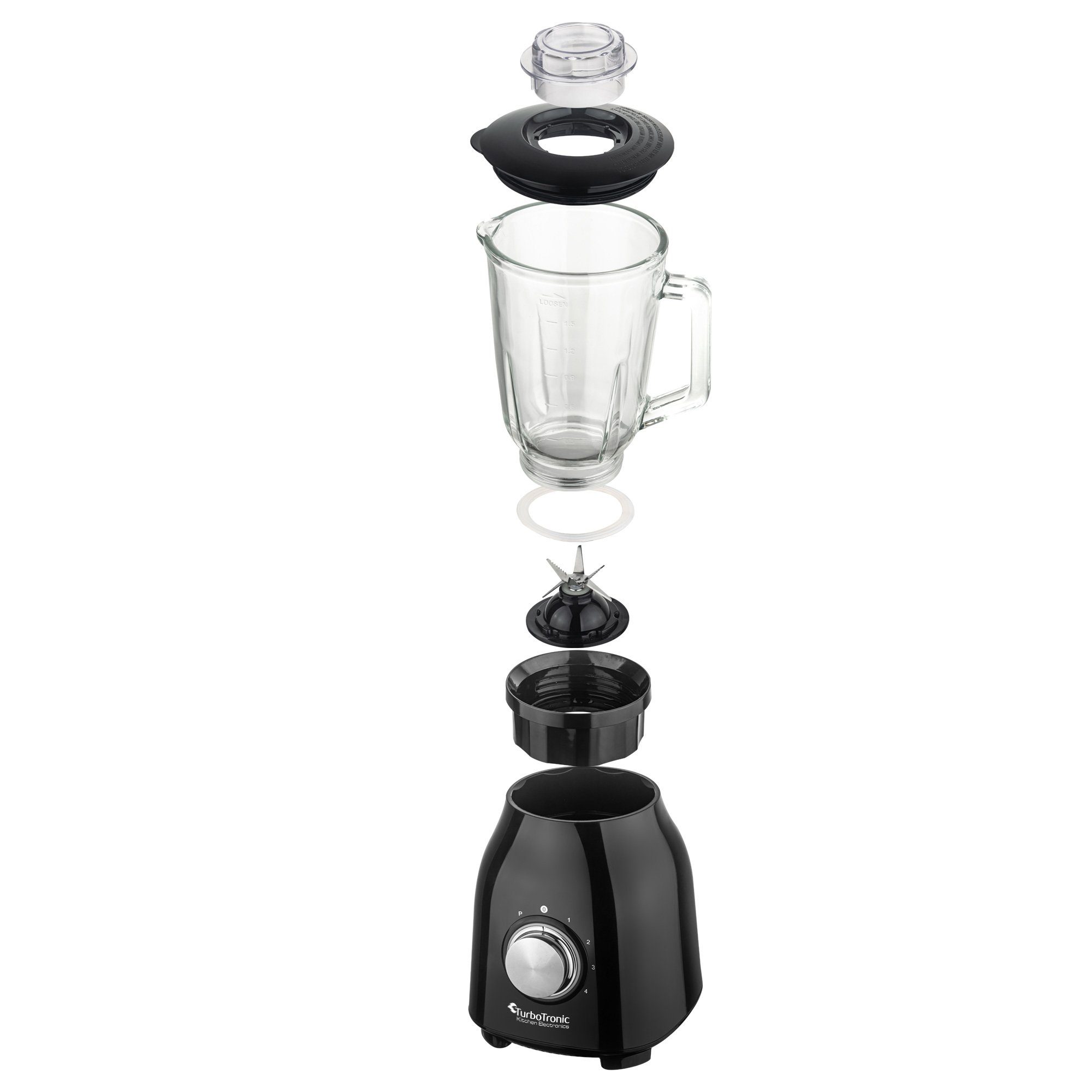 TurboTronic by Z-Line Standmixer BG6 - 1400 Watt mit 1,5L Glasbehälter, 1400 W, Glas Smoothie Mixer Maker Ice Crush Funktion Milchshaker Blender