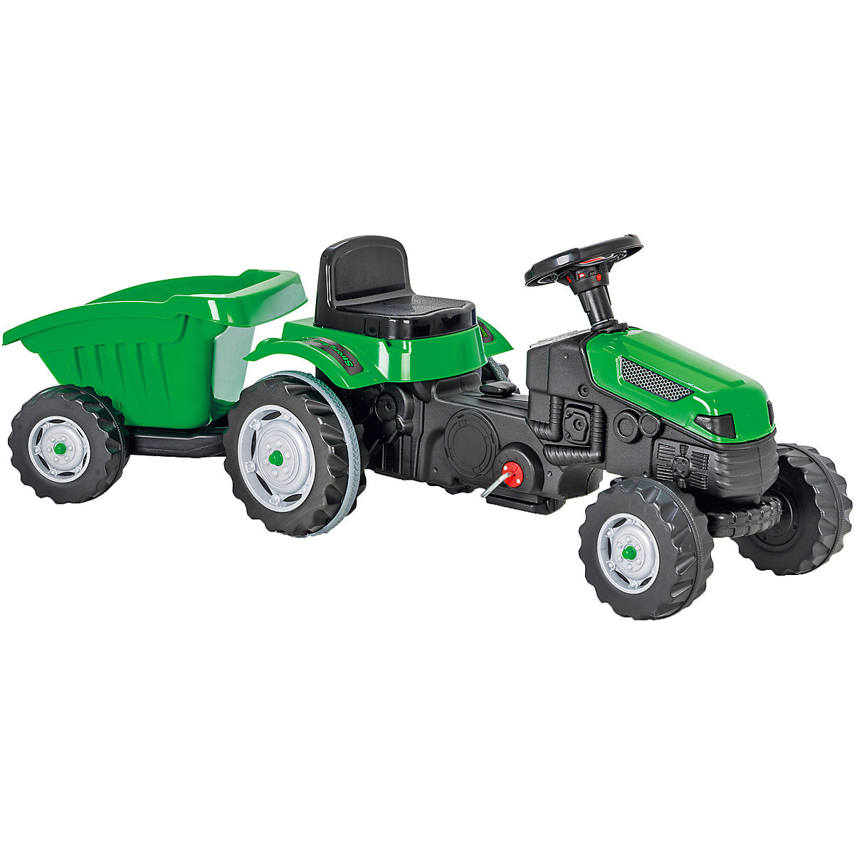 Trettraktor mit Hänger Strong Bull grün