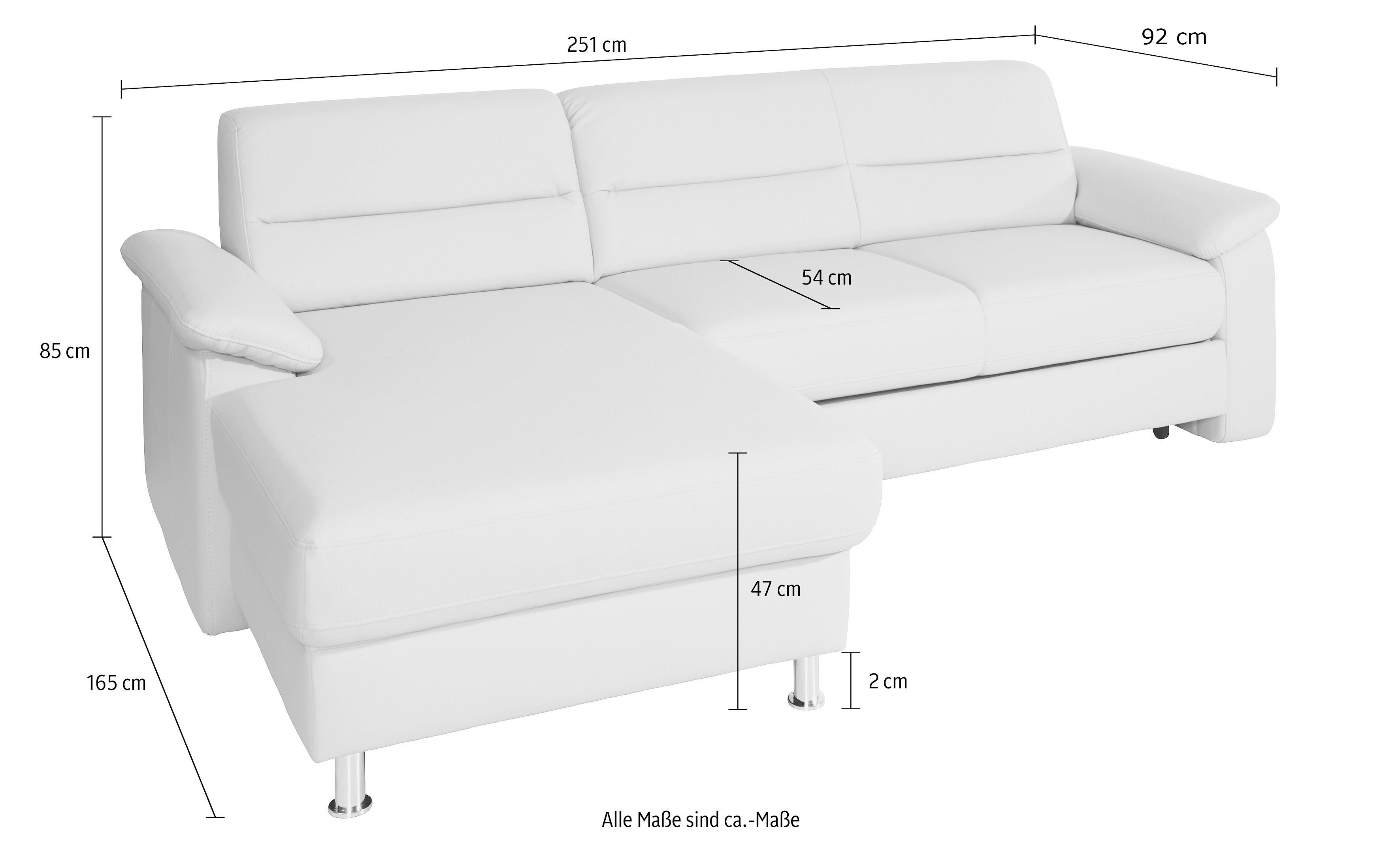sit&more Ecksofa Ascara, inklusive Boxspring/Federkern-Polsterung, wahlweise mit Bettfunktion