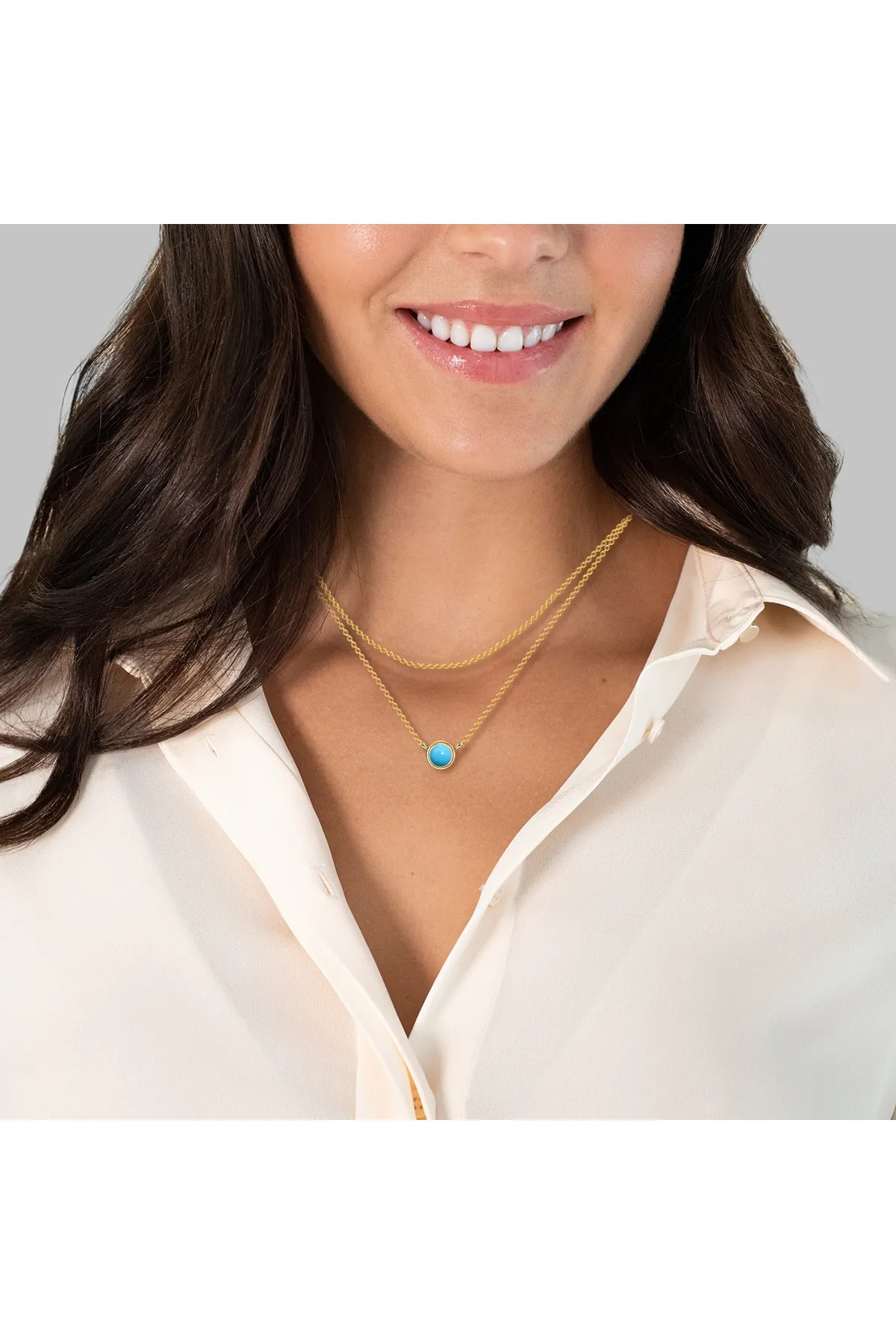 Glanzstücke München  Silberhalskette Kette mit Anhänger Sterling Silber gelbgold Türkis (rek.)