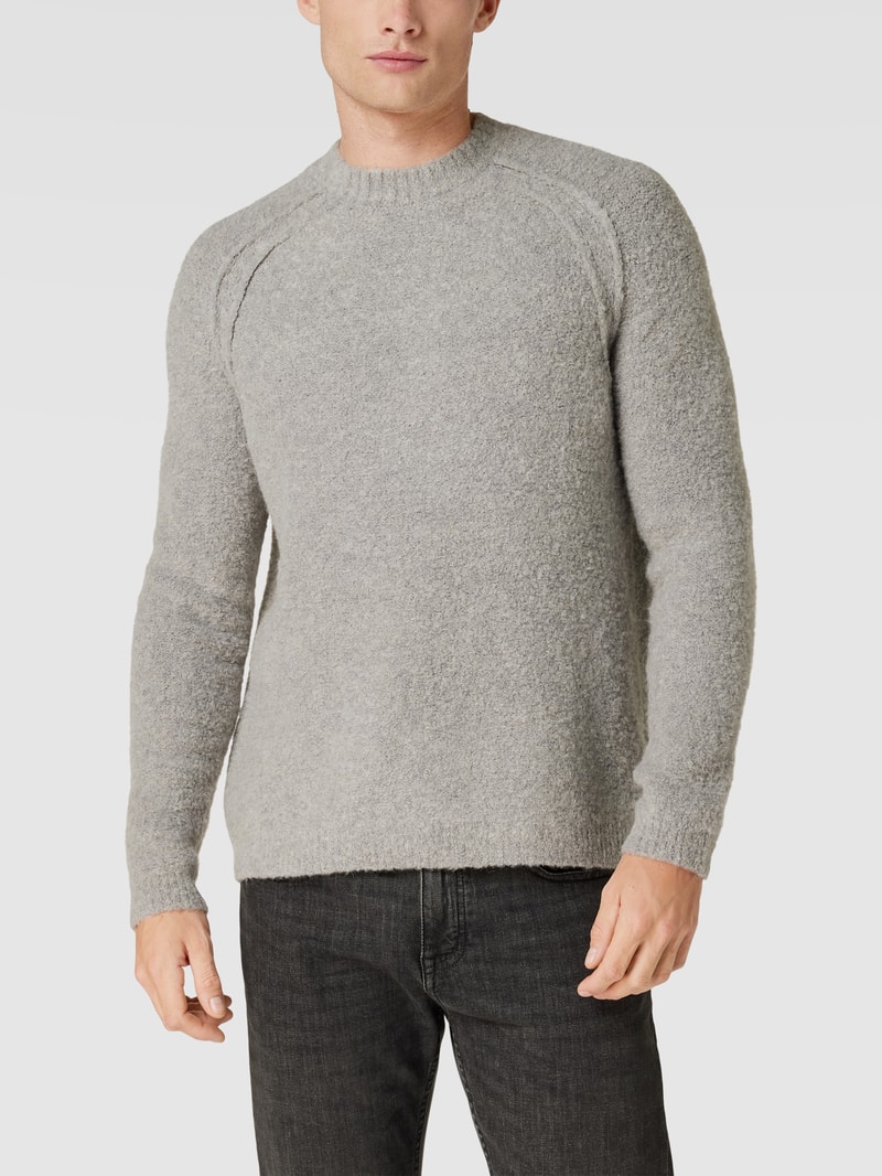 Strickpullover aus Alpaka-Mix mit Rundhalsausschnitt in hellgrau