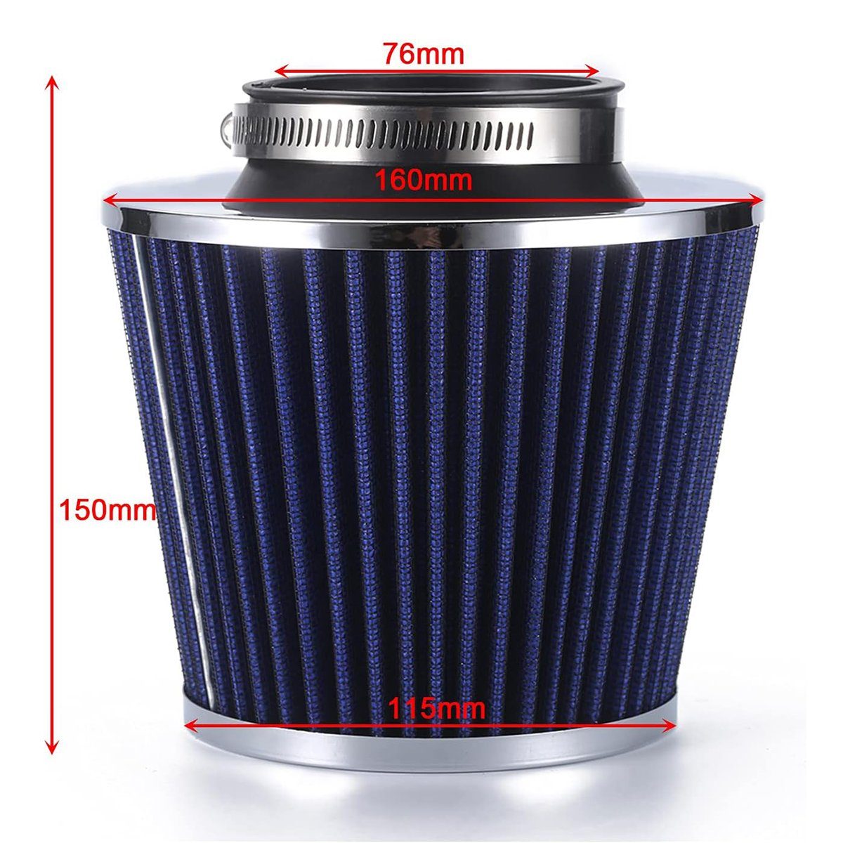 Yoyaxi Luftfilter Universeller Kaltluftansaugfilter für Autos, 76 mm (3 Zoll) mit Luftschlauch-Kit