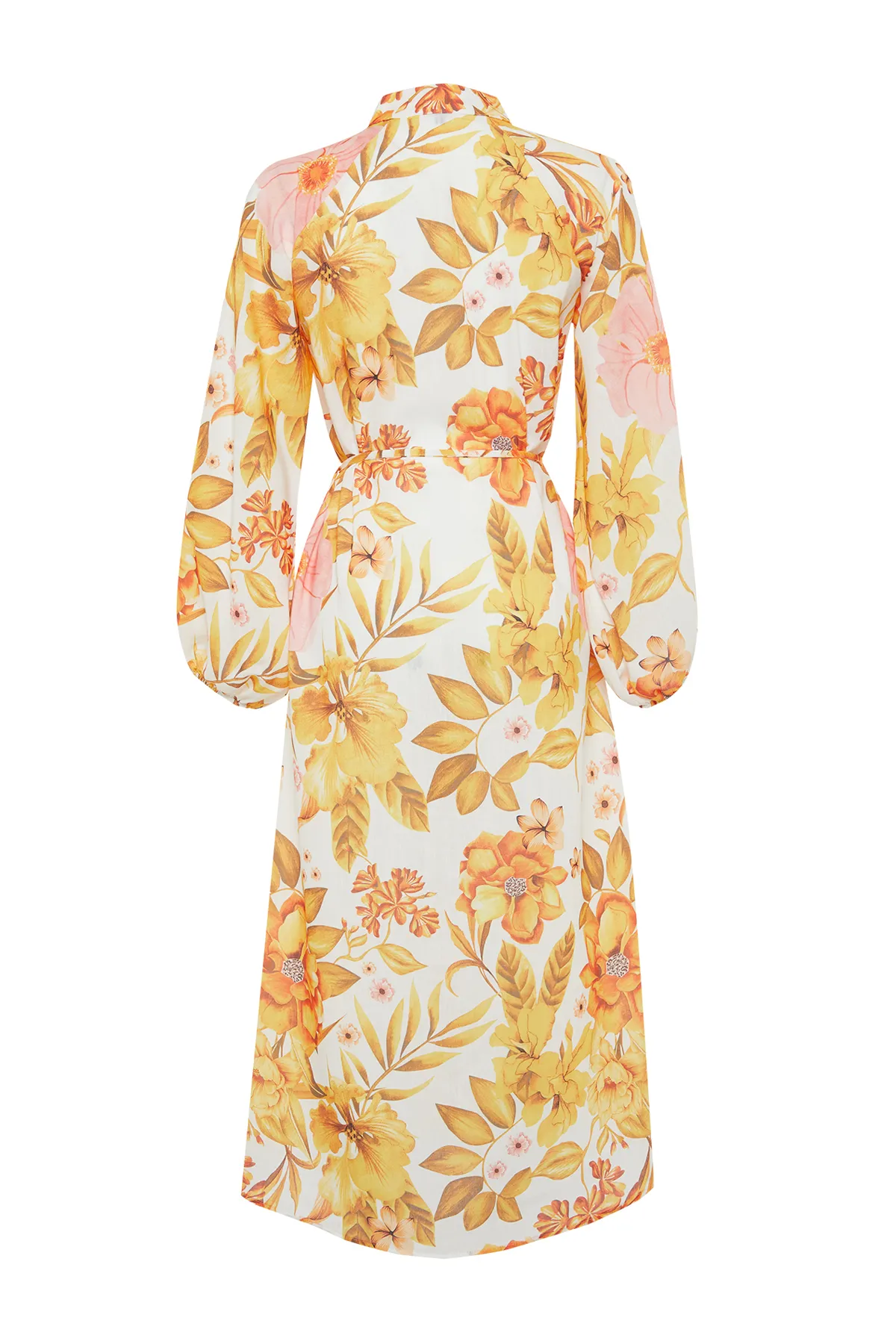 Trendyol Modest  Ecrufarbenes, gewebtes Hemdblusenkleid in Leinenoptik TCTSS24EB00106