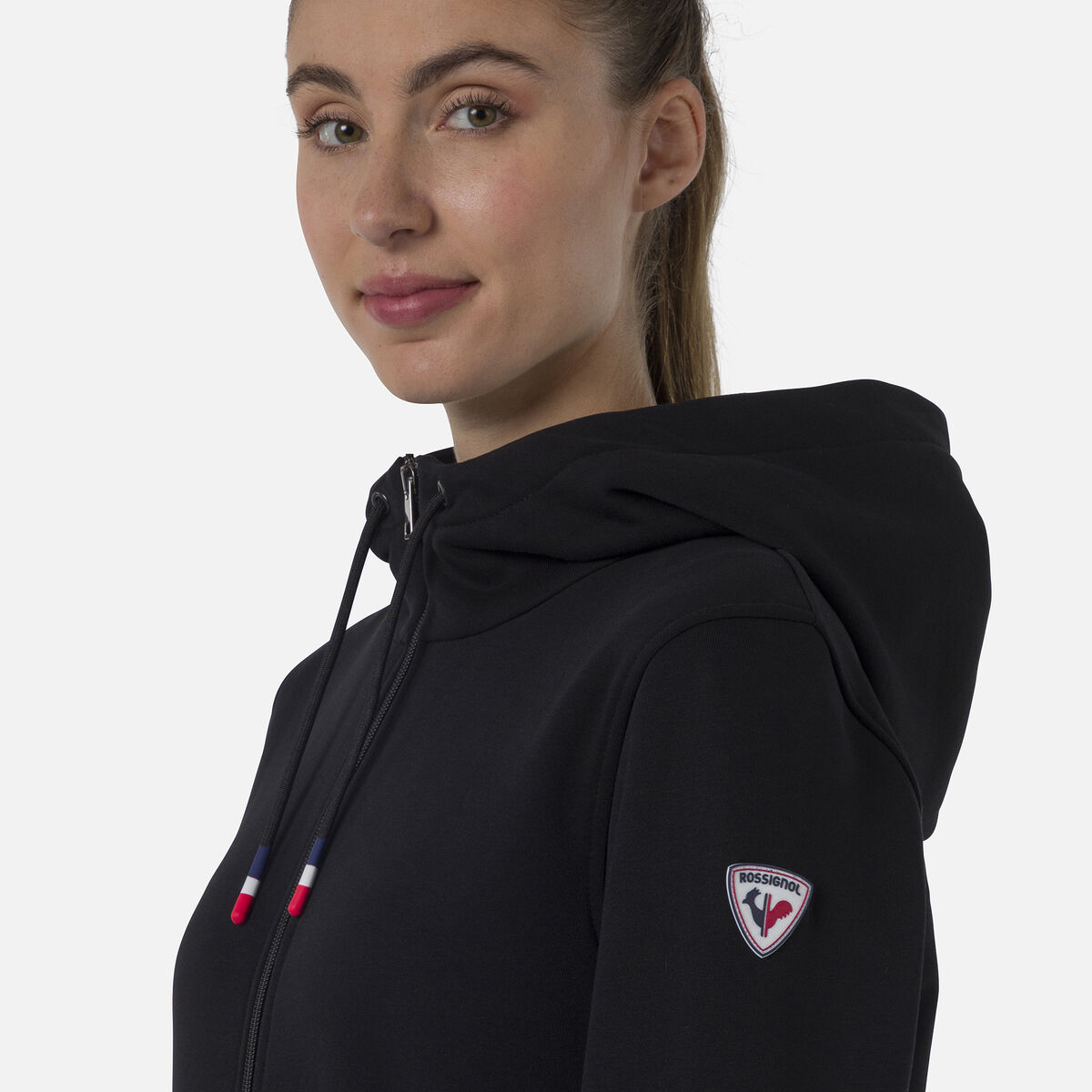 Logo Damensweatshirt mit Kapuze und durchgehendem Reißverschluss