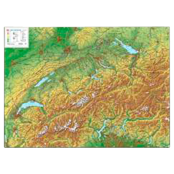 SCHWEIZ RELIEFKARTE 58X78CM MIT RAHMEN - Karte