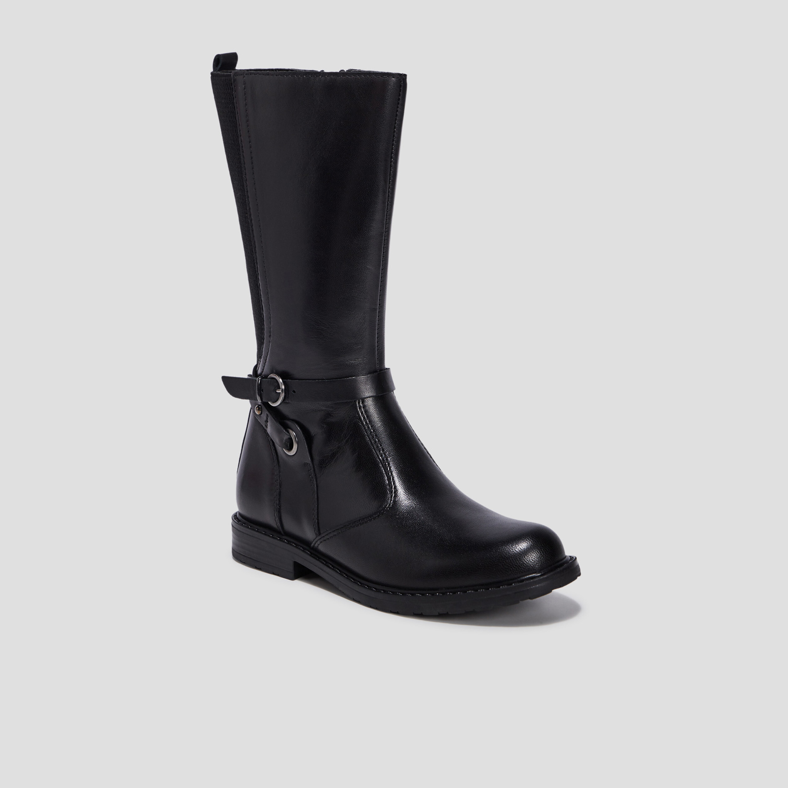 Bottes en cuir noir fille | La Halle