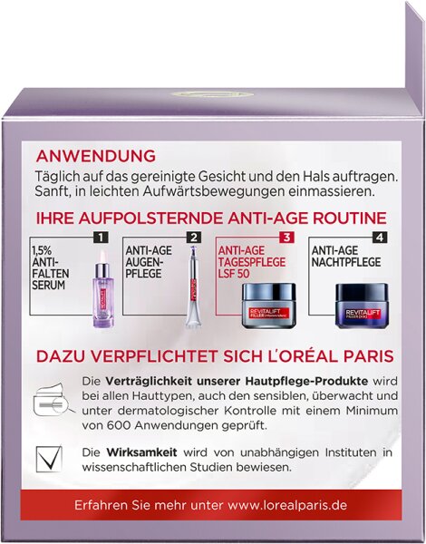 L'Oréal Paris Revitalift Filler [+Hyaluronsäure] Intensiv Aufpolsternde Anti-Age Tagescreme LSF 50 Gesichtscreme