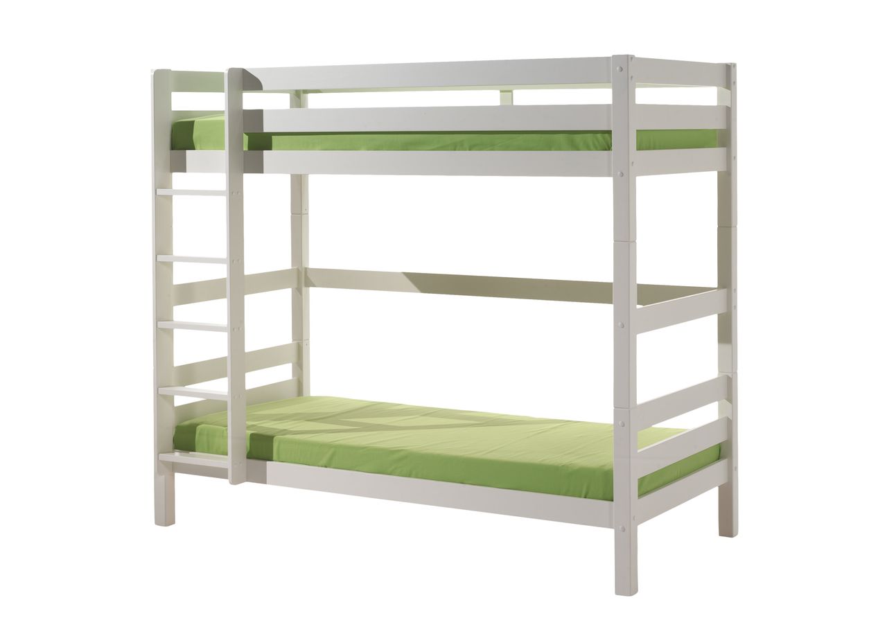 VIPACK Etagen-Hochbett Pino 180 cm Höhe, Ausf. Kiefer massiv weiß lackiert